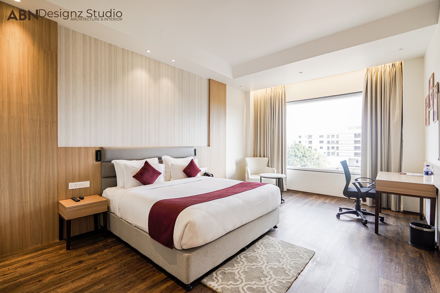 Where luxury meets comfort – ABN Designz Studio crafting hotel spaces that feel like home, yet redefine elegance.
Ready for a restful night? We transformed this space into a sanctuary of calm. The custom headboard and built-in side tables maximize both style and function, ensuring every detail contributes to a serene atmosphere.
#ABNDesignzStudio #LuxuryRedefined #HotelElegance #DesigningHospitality #SpacesThatInspire #ComfortByDesign #TimelessInteriors #HospitalityWithStyle #LuxuryStayExperience #ElevatedByABN
