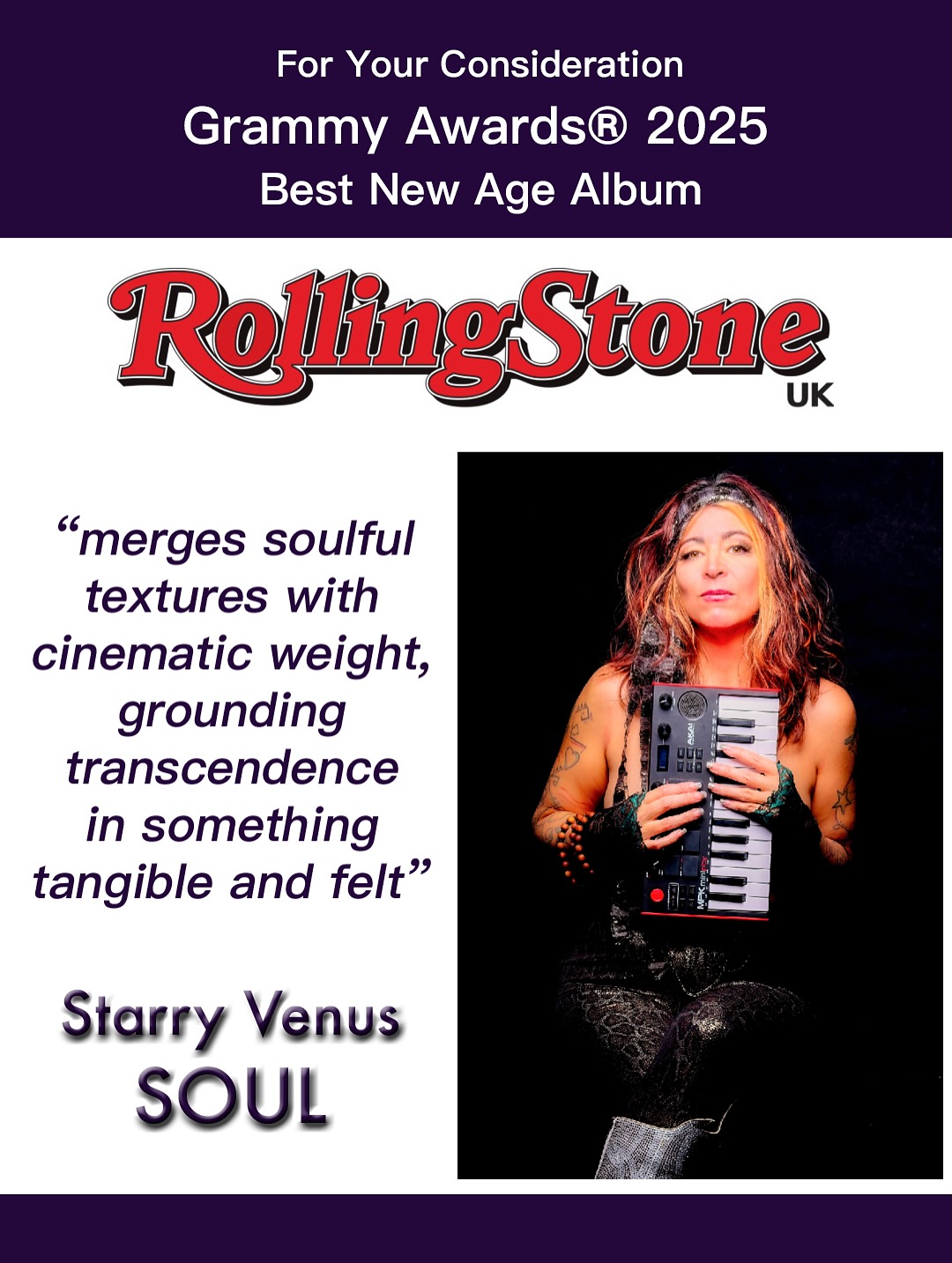 FYC Grammy Awards 2025
SOUL by Starry Venus
for Best New Age album
Winner of Best Song and Best Original Music in film festivals across the world, including Los Angeles, Vienna, Paris, Italy, Sweden
Nominated for Best Alternative Album and Best New Age Song in @wea.earth
Recorded @lefaystudios
Mastered @alexpsaroudakismastering
Dance remix of “Stars” with Grammy-winning producer Kizzo coming soon ⚡️
@kizzowhatitfeellike
Listen on any platform, and thank you ✨🩵 #starryvenus #grammyawards #fyc #grammy #grammyfyc #foryourconsideration #kizzo #recordingacademy