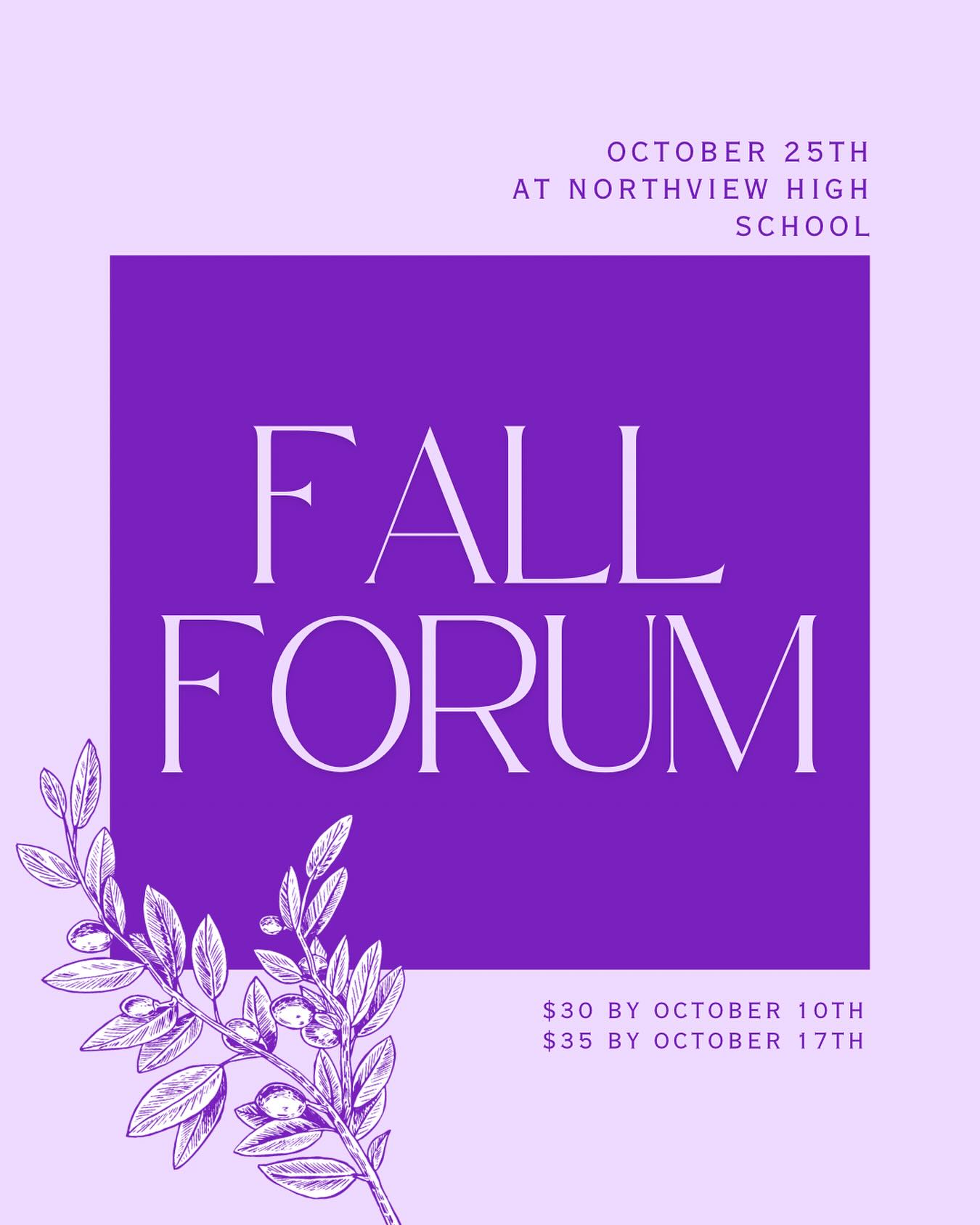 fall forum is rapidly approaching!!!
join us for fall forum hosted at northview high school on october 25th from 9:00 AM - 3:30 PM! check out the FAX (linked in the bio!) for more info.
regular registration ($30) is due 10/10 & late registration ($35) is due 10/17. can’t wait to see y’all there!!