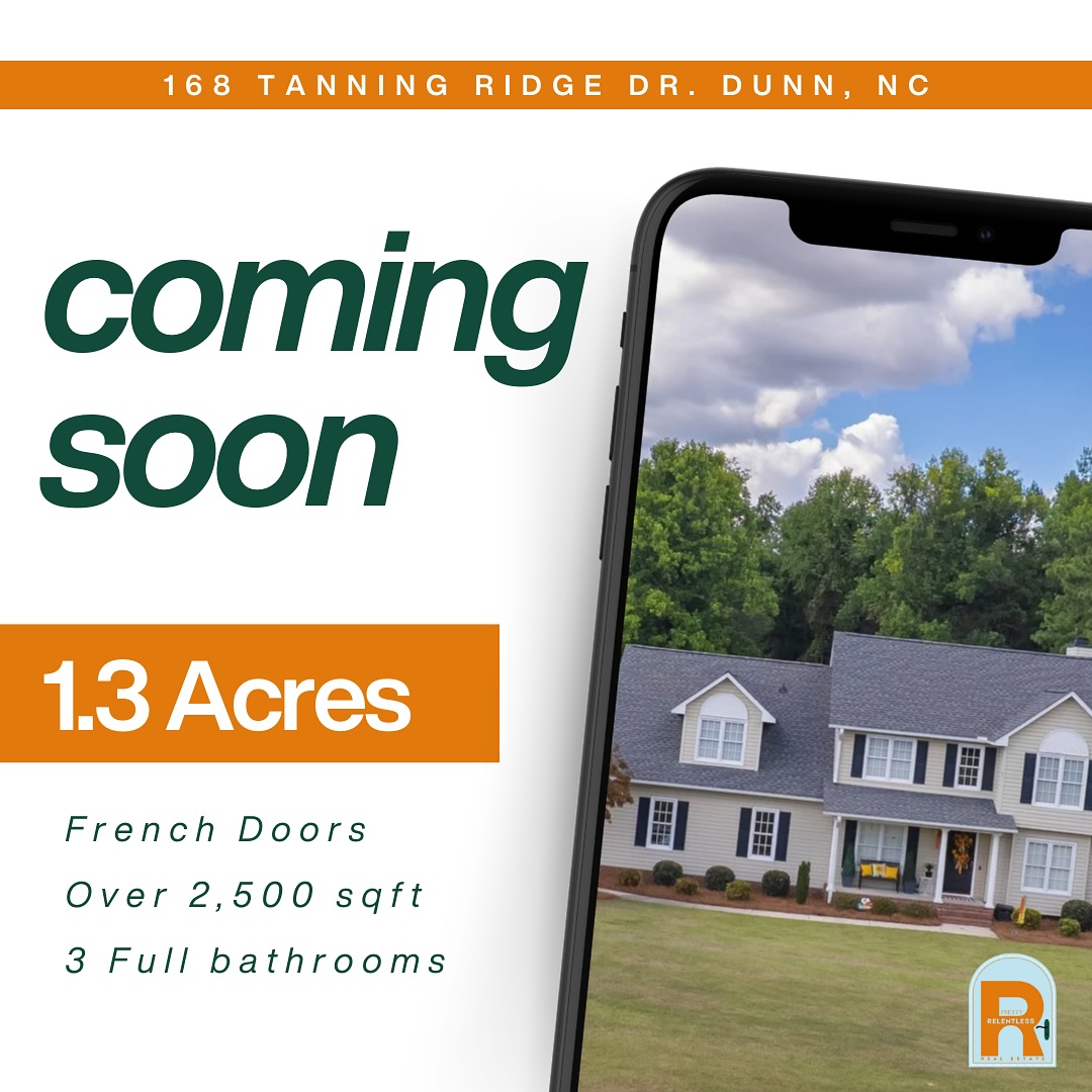 Coming Soon to Dunn NC, 👇🏼
168 Tanning Ridge Dr
🔑🔑
Over 2500 sqft that sits in a small mature neighborhood on 1.3 acres off of Lane Rd -with easy access to I95.
- 3 bedrooms with large bonus room
- 3 full bath with 1 half bath downstairs
- Formal dining room, Office, and Sunroom all with French doors.
This 1997 home was built to last and has only had one owner.
Listed by Pretty Relentless Realty
📱 910-409-2632