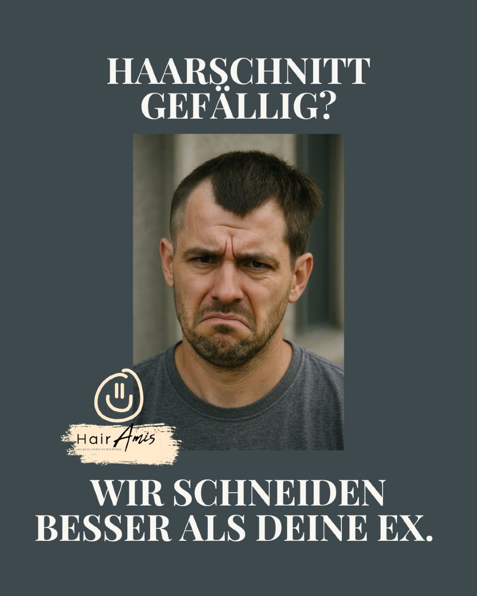 "Haarschnitt gefällig? Wir schneiden besser als deine Ex."
Ehrlich. Sauber. Und garantiert keine Drama-Frisur.
#CutItOut #SalonHumor