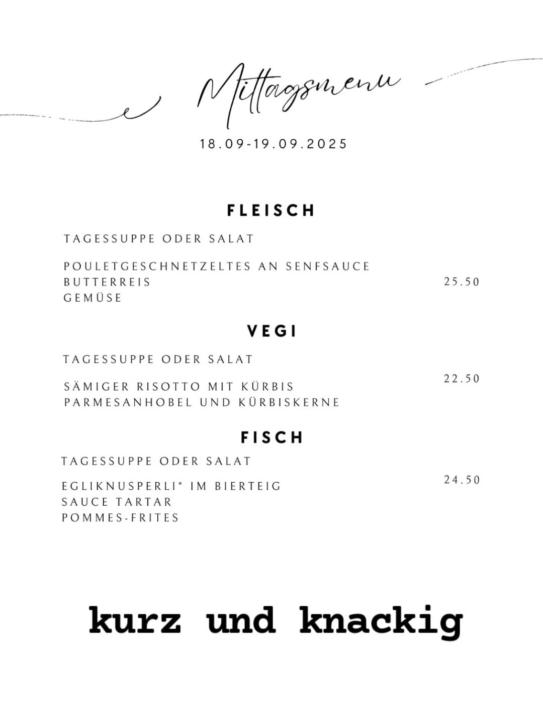 Unsere Mittagsmenüs für die nächsten 2Tage. Kommt vorbei und geniesst den Herbstbeginn!
#kurzewoche #schweizergeflügel #risotto #herbstfarben