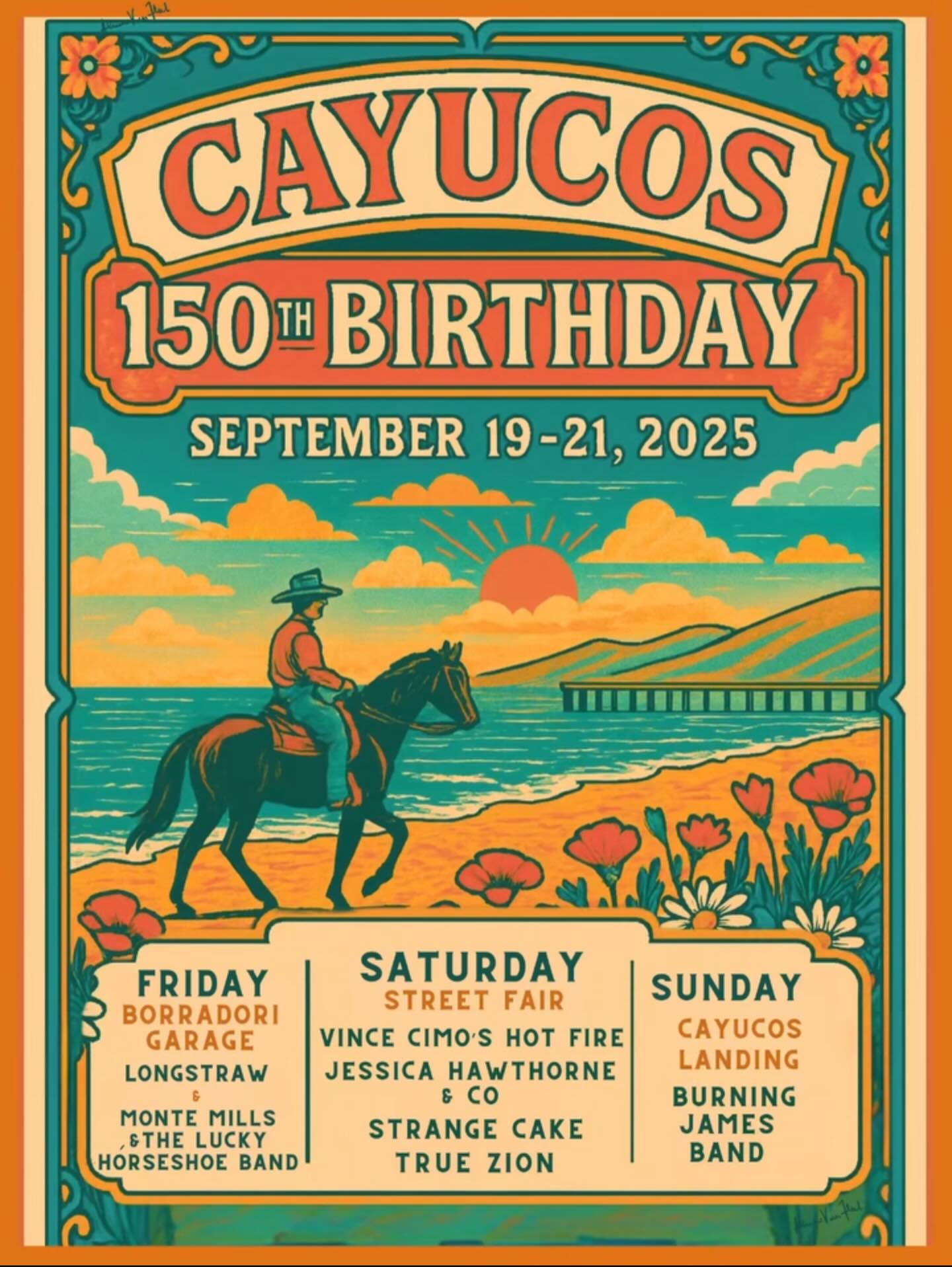 HAPPY 150th BIRTHDAY CAYUCOS! Come celebrate with us this weekend! 🎉🎶🪩