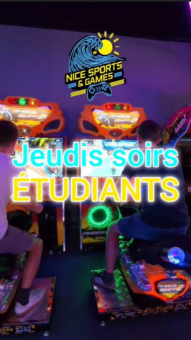 🎉Tous les jeudis soirs c'est jeudi étudiant !
💲Pour 1 forfait jeux de 1 heure acheté tu reçois 1 boisson OFFERTE et surtout -50% sur la DEUXIEME PERSONNE.
Nice Sports & Games c'est THE PLACE TO BE pour les étudiants le jeudi soir.
#soiree
#etudiant
#salledejeuxNice
#salledejeux