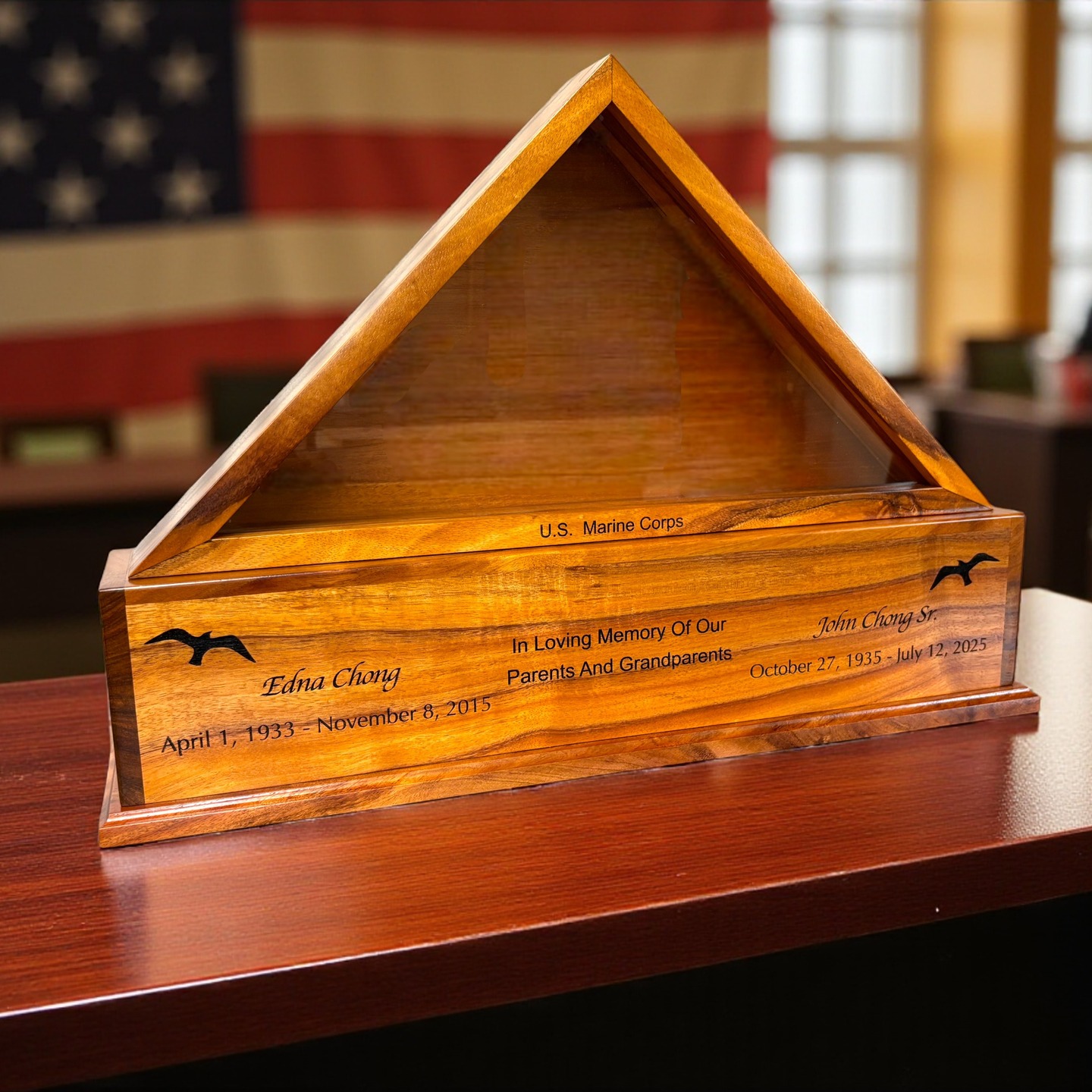 “Handcrafted in Hawaiian koa, this flag display box rests upon a matching urn—the final resting place for a Marine veteran and his beloved wife. A tribute to their service, love, and life together. 🇺🇸🌺 #KoaWood #MarineCorps #HonoredTogether”.
Woodwork Designs Hawaii, located in Kaneohe just a few minutes from the H3 and Likelike Highway, is a family-owned business and a perfect hub for creativity and expertise. We specialize in high-quality woodworking, millwork, jointing, planing, resawing, custom fabrication, CNC work, laser engraving, and a complete sewing shop for machine proficiency. We offer free consultations and cater to homeowners, craftsmen, and businesses, providing personalized experiences tailored to each client's unique needs. Our custom creations include custom cabinetry, commercial displays, urns, awards, plaques, memorabilia, paddles, custom signs for homes, family name plaques for entries, and much much more. "Building relationships from our hands to yours."
19w