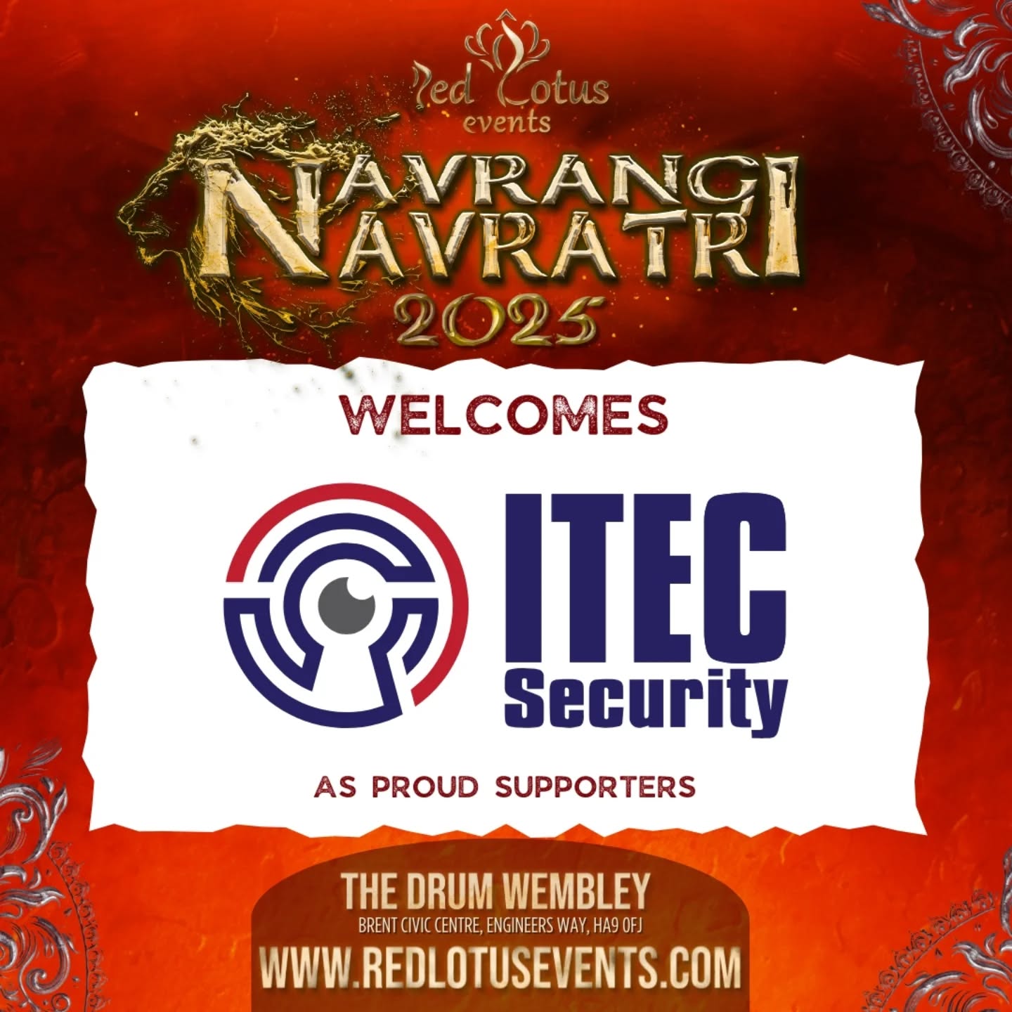 ✨ Thank you, Itec Security! ✨
We are truly grateful for your continued support of Navrangi Navratri 2025. Your generosity and encouragement play a vital role in keeping the vibrant spirit of culture and tradition alive within our community.
At Red Lotus Events CIC, our mission as a non-profit is to create meaningful and innovative cultural celebrations. Every donation we receive goes straight back into our community event fund, helping us cover the costs of bringing these incredible events to life.
Your support makes it possible for us to share the joy of dance, music, and tradition with so many. If you feel inspired to get involved and support our ongoing activities, we’d love to hear from you.
Thank you once again for standing with us and for helping make Navrangi Navratri a truly special celebration. 💫
#NavrangiNavratri #RedLotusEvents #Garba #Navratri2025 #GarbaLondon