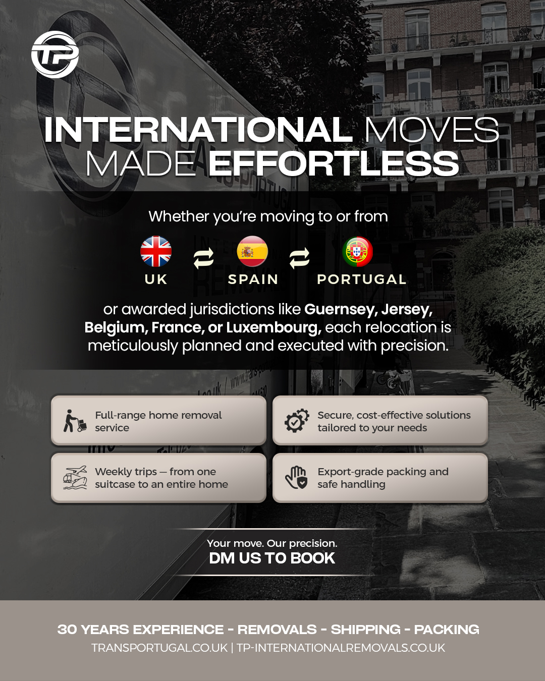 Dreaming of a new life abroad? 🌍✈️ With Trans-Portugal, international moves are made effortless — from careful packing to safe delivery. 🏡✨
Let us take care of the details, so you can focus on your new beginning. 💼🇵🇹
Reach out to our team via phone or email with your specific requirements, and we'll be happy to assist!
🇬🇧 LONDON OFFICE
22-24 Homecroft Rd, London, N22 5EL, United Kingdom
0208 807 6677
🇵🇹 PORTUGAL OFFICE
Inter Luis
Estrada Nacional 10
Centro Empresario Sado Internacional
Armazem D21, 2910-835 Setúbal
00 351 265 708 240
info@tp-internationalremovals.co.uk
#relocationservices #movingcompany #shipwithus #movers #packingpros #transportation #movingday #shippingworldwide #relocationexperts #shipments #tpinternationalremovals #transportugal #shippingandhandling #movingtotheuk #packingandshipping #movingtoportugal #movewithus #easyshipping #movingsolutions #shippingmadeeasy #securepacking #movingtospain #storagesolutions #removalstoportugal #relocationready #movinghome #newoffice #fineart #vehicletransportation