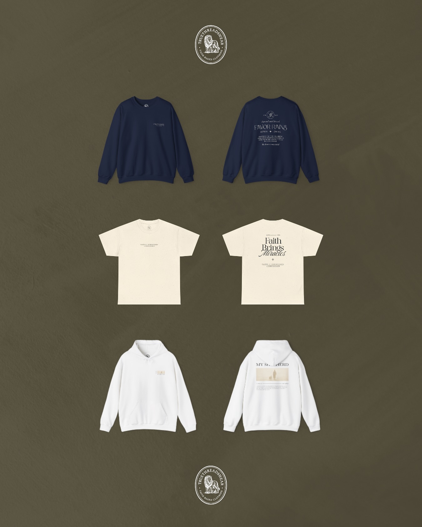 HOODIES, SWEATERS & T-SHIRTS
Soft hoodies, cozy sweaters, and smooth cotton t-shirts. Each piece is designed not only to keep you warm but also to carry a message of hope and strength with you.
🤍 Navy Favor Sweater – A timeless navy sweater with a subtle yet powerful print.
🤍 Faith Brings Miracles T-Shirt – A tee that reminds you of the power of faith and trust.
🤍 My Shepherd Hoodie – Comfort and inspiration in one, perfect for colder days.
Whether you’re having a lazy Sunday, looking for a casual city fit, or want an outfit with a deeper meaning, this collection is made for you.
Which one speaks to you the most? Let us know in the comments!
Shop now via the link in bio and wear not just clothing, but a story.
#NewCollection #Streetwear #FaithInspired #cotton #shirt #sweater #hoodie #MinimalStyle #FashionDrop #CozySeason