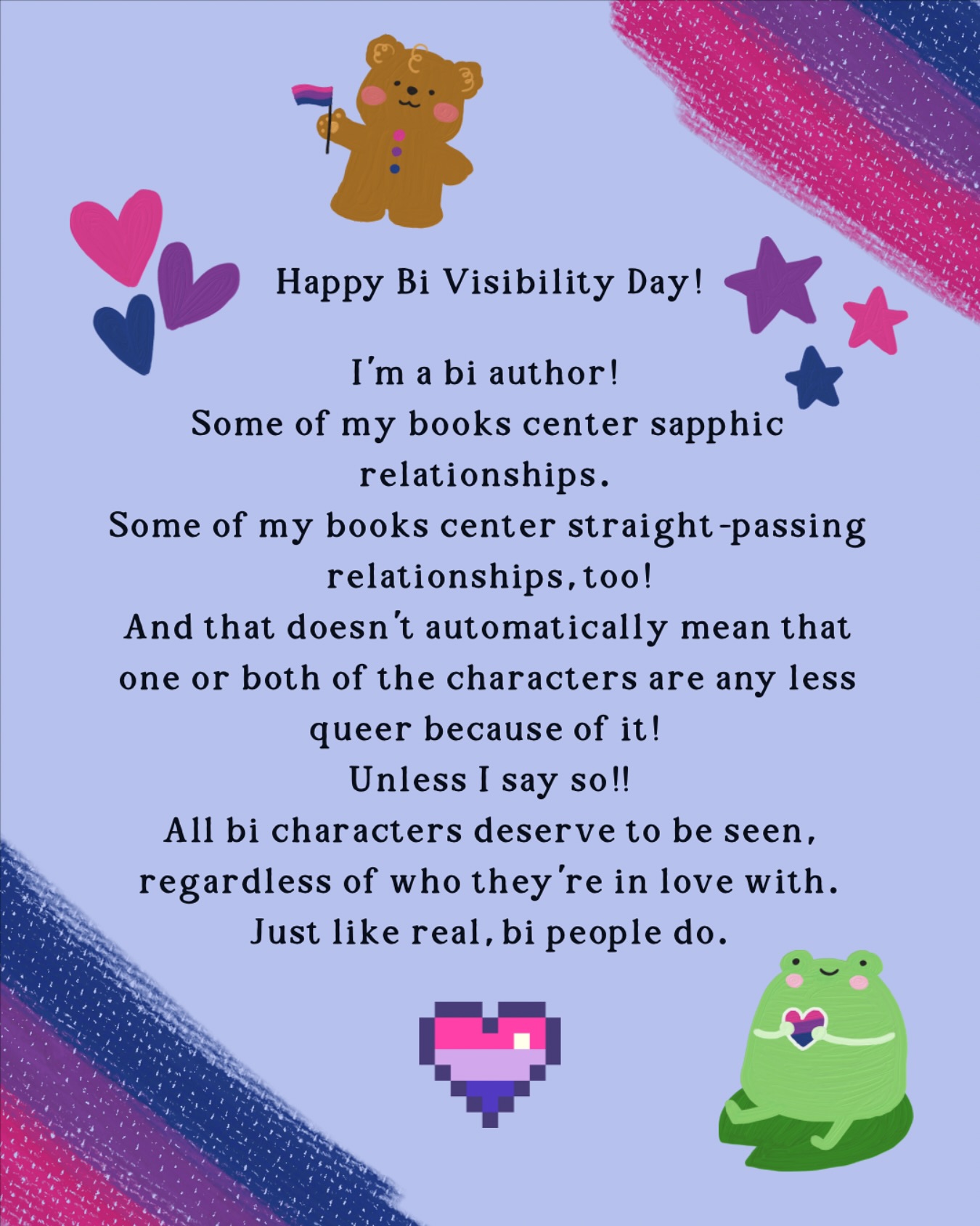 Happy Bi Visibility Day! 🩷💜💙
#bivisibilityday #bivisibilitymonth #bivisibilityweek #biauthor