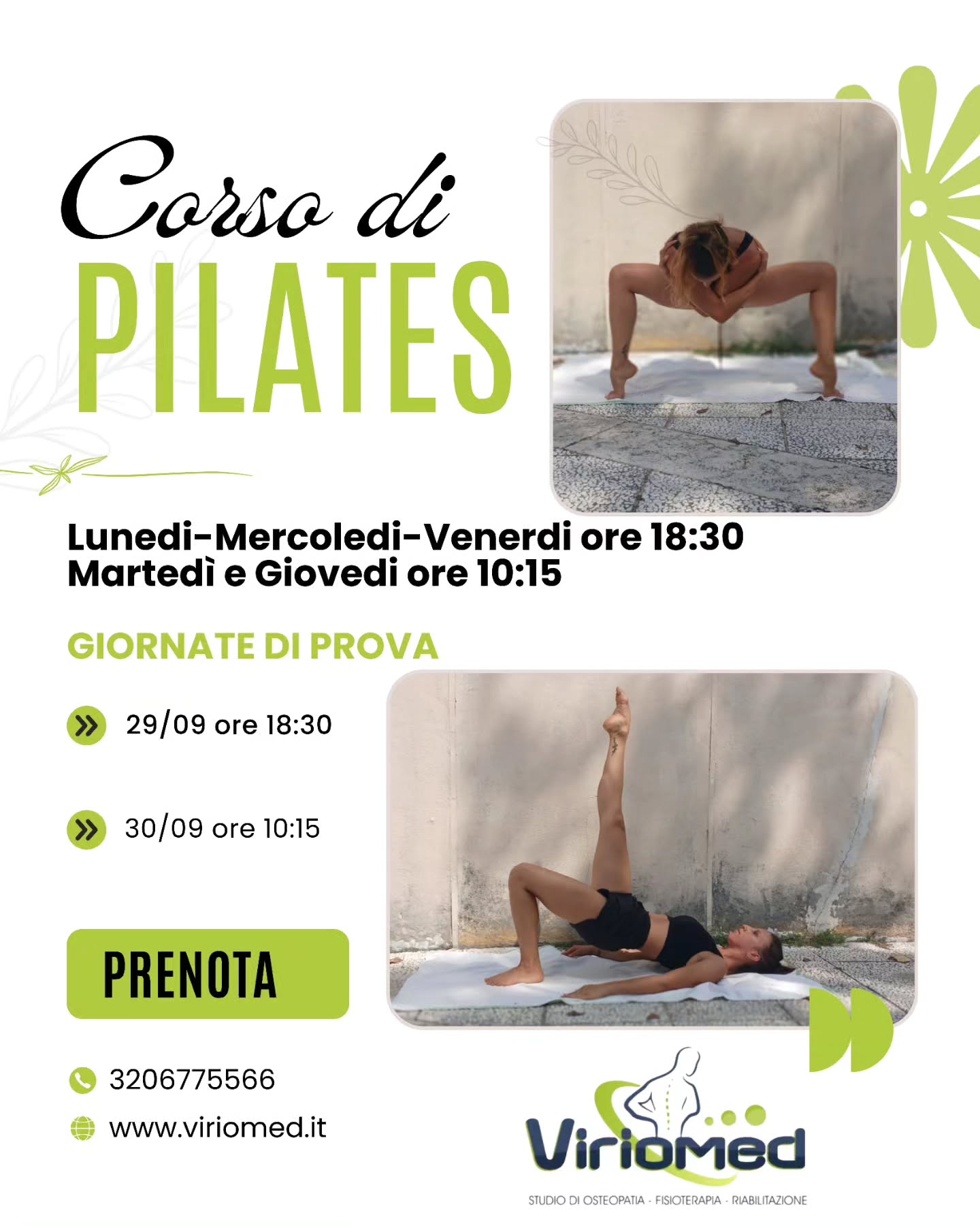 📍 Dove: Studio Viriomed
💫 Adatto a tutti i livelli
👉 Prenota subito il tuo posto e regalati un’ora solo per te!
📲 Info e iscrizioni: 3206775566
Viriomed
📍 Strada comunale per San Gregorio, Loc. Mannella (VV)
📞 3206775566
📧 viriomed@libero.it
🌐 www.viriomed.it
#pilates #corso #viriomed #fisioterapia #osteopatia #riabilitazione #posturologia #terapia #tecar #fisiotone #powershape #cryotshock #ondadurto #osteopata #ginnasticaposturale #linfodrenaggio #posturale #dimagrimento #dimagrimentolocalocalizzato #rimodellamentocorpo #tonificazione #vibovalentia #calabria #sangregoriodippona #vibomarina