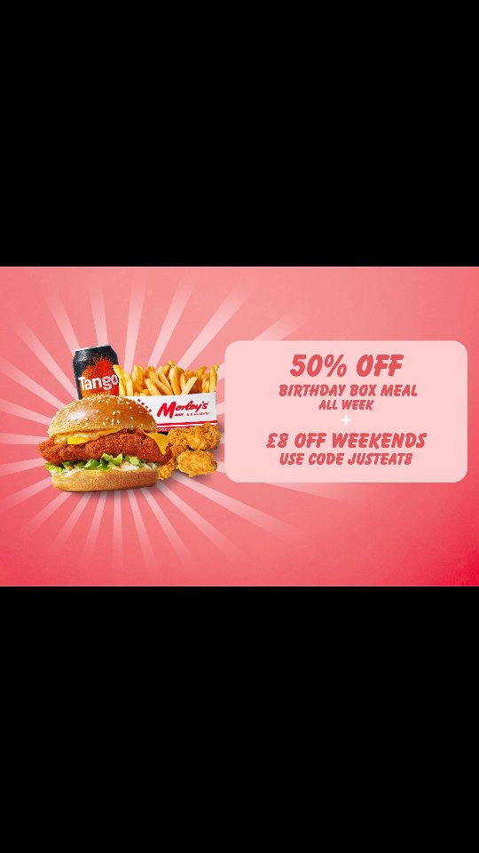 🚨 Don’t miss out! 50% off our Birthday Box Meal and £8 off on Just Eat
💸 Use code JUSTEAT8
🗓️ Valid Thursday 18th September to Sunday 21st September
🍗 Weekend Treat
📍Only at Selected Stores
#justeat #birthdayburger #morleys #specialoffer