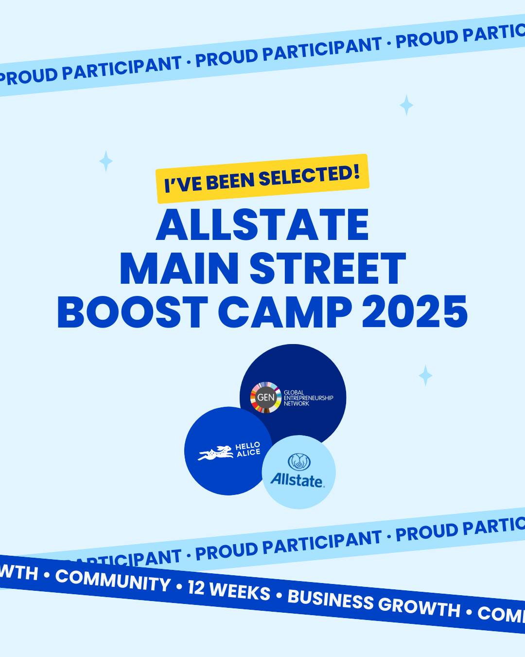 💫 Exciting news! We’ve been selected as one of 250 entrepreneurs to participate in a 12-week virtual Boost Camp program through the Allstate Main Street Grants program, presented by @HelloAlice_com, and @genhq with support from @allstate!
Thank you to Allstate, Hello Alice, and Global Entrepreneurship Network for helping Rice & Gravy Studio grow!