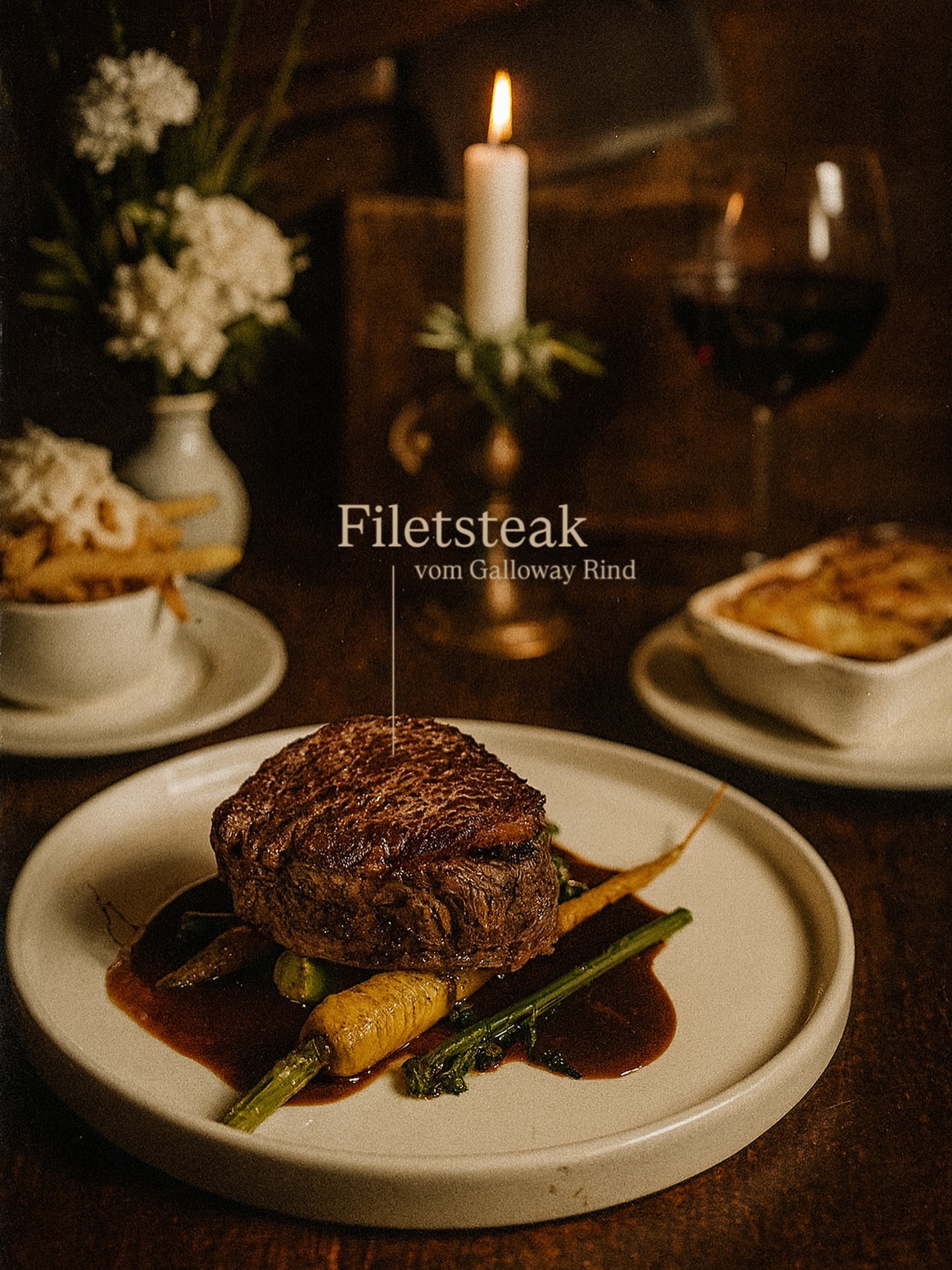 🥩 Gallowayrind in seiner reinsten Form – unsere Special Cuts ✂️
Ein zentrales Gericht unserer Rinderwochen: kompromisslos ehrlich, voller Charakter.
Filet, Beiried oder Ribeye, perfekt gebraten – direkt vom Galloway aus Rappoltenkirchen.
🥕 Dazu: kurz sautiertes Gemüse mit Biss.
🍷 Und eine tiefdunkle Reduktion aus Rotwein und Rinderfond – konzentriert, samtig, voller Umami.
🥔 Die Beilagen? Ein Spiel der Kontraste:
Entweder samtiges Erdäpfelgratin – oder bewusst rebellisch: Dirty Fries mit Trüffelmajo.
Das ist Fleischküche, wie wir sie verstehen.
Klar. Direkt. Auf den Punkt.
#puresrind #gallowayrind #steakkultur #rinderwochen #kleinepost #steakhouse #fleischreduktion #keinschischi #filetsteak
