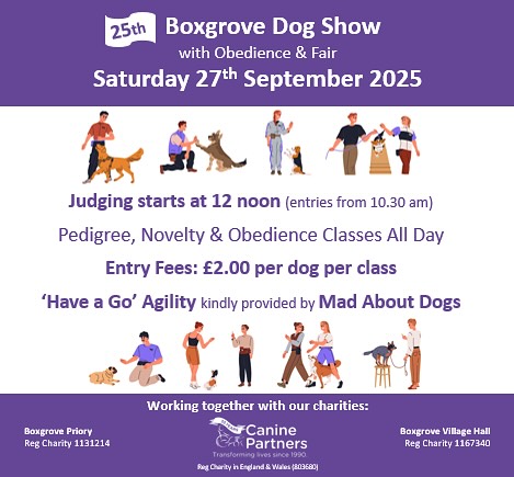 West Sussex dog owners 🐾
Come see us at the Boxgrove dog show!
This is a great fun dog show with lots of classes to join, agility demonstrations as well as displays from Canine Partners!
This is our last show of the 2025 season and we will be there to chat all things physio 🐾
