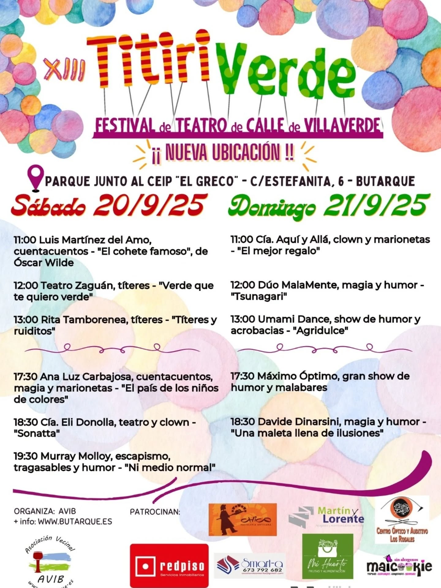 Hoy domingo 21 de septiembre actuamos en casa, volvemos al Titiriverde en su 13° edición gracias al gran trabajo de @avib_butarque
Ven a saludarnos a las 13:00 en el pequeño anfiteatro enfrente de la c/ Estefanita 6 en Villaverde Bajo.