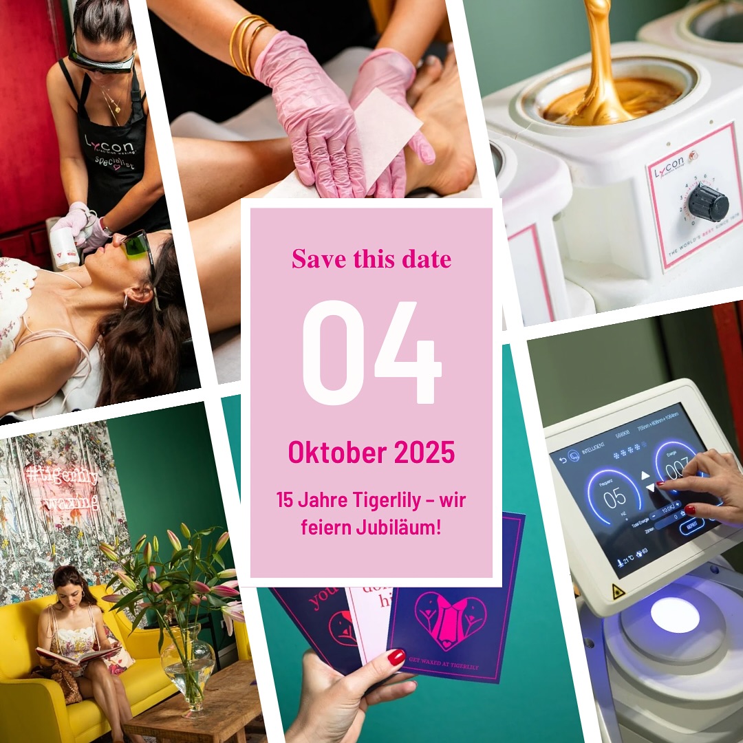 ✨ 15 Jahre Tigerlily ✨
Wir feiern am Samstag, den 4.10. von 11–18 Uhr unser großes Jubiläum – und DU bist eingeladen! 🎉
Dich erwarten:
💎 Aktionen & Specials zu Waxing, Laser, Nails & Lashes
🎁 Goodie-Bags & Verlosungen
🥂 Snacks & Drinks
🎨 Tattoo-Artist mit Mini-Tattoos als Highlight
Komm vorbei, feier mit uns & sichere dir exklusive Jubiläums-Deals! 💖
📍 Tigerlily Waxing & Laser – Uhlandstraße 138, Berlin
#Tigerlily15 #WaxingBerlin #LaserhaarentfernungBerlin #Jubiläum #tigerlilybeauty #berlinbeauty #laserhaarentferung #waxing #savethedate #beautyberlin