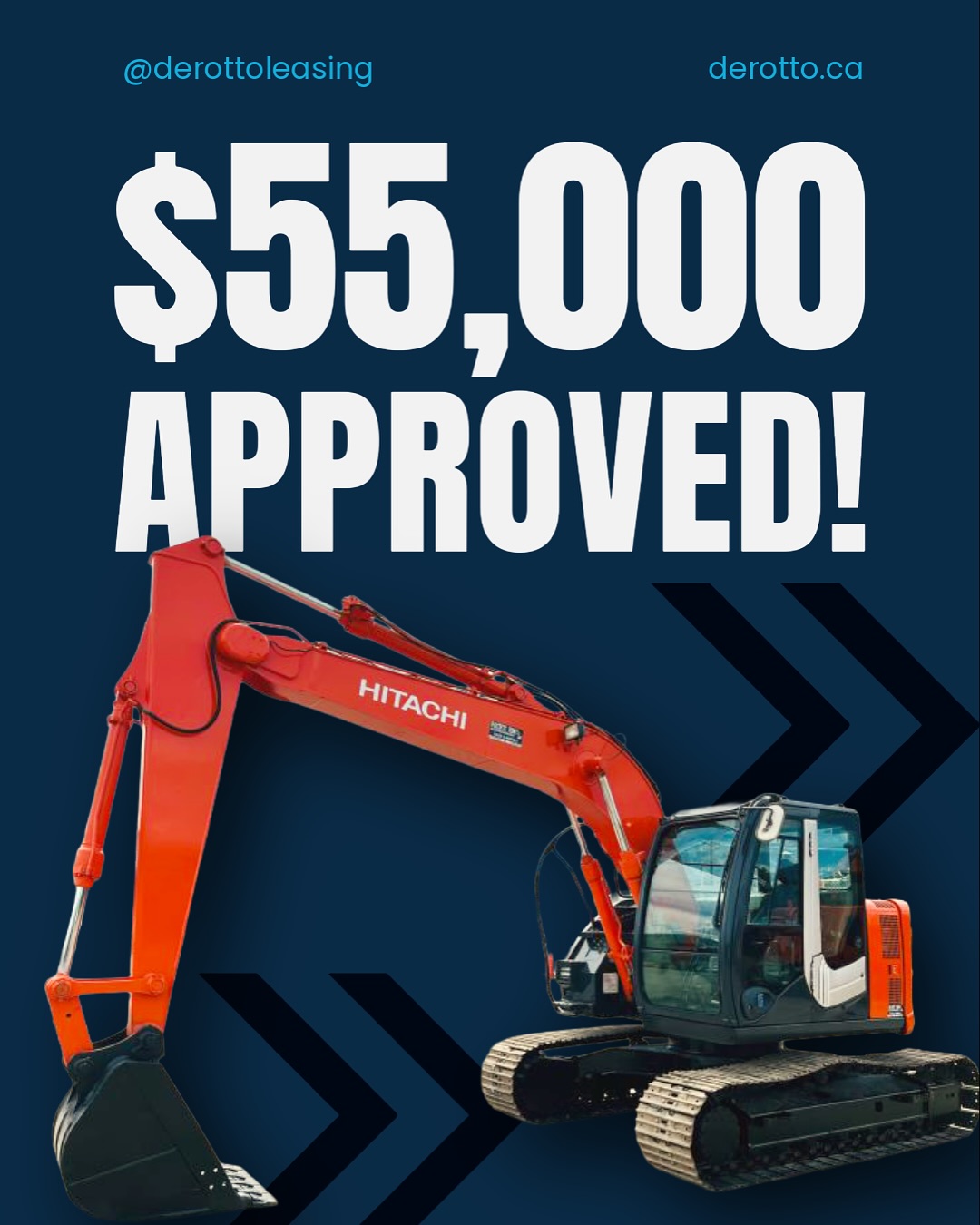 DEROTTO recently helped a new client secure $55,000 financing for a 2008 Hitachi Excavator through a local credit union.
Business owners often ask us, “Why should I use DEROTTO?”
The answer is simple — we work with an extensive network of banks and credit unions to find the most competitive options.
It costs you nothing to give us a try. If we can save you money, what do you have to lose?