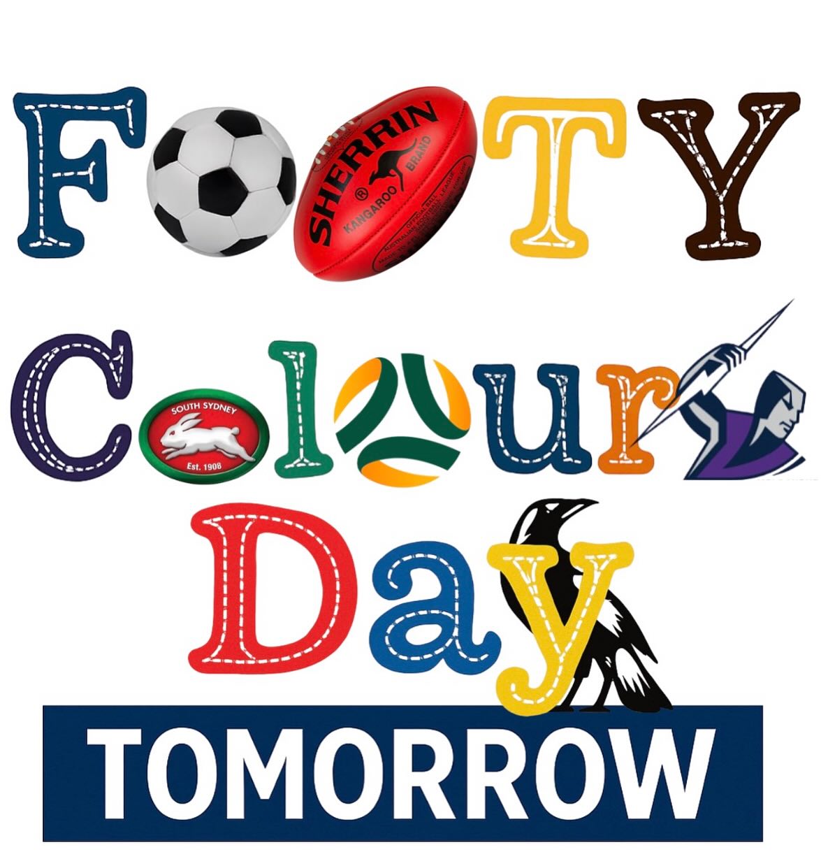 Footy Colours Day is here! ⚽️🏈AFL, Soccer, or Rugby, wear your team colours tomorrow and bring the game-day energy to school!