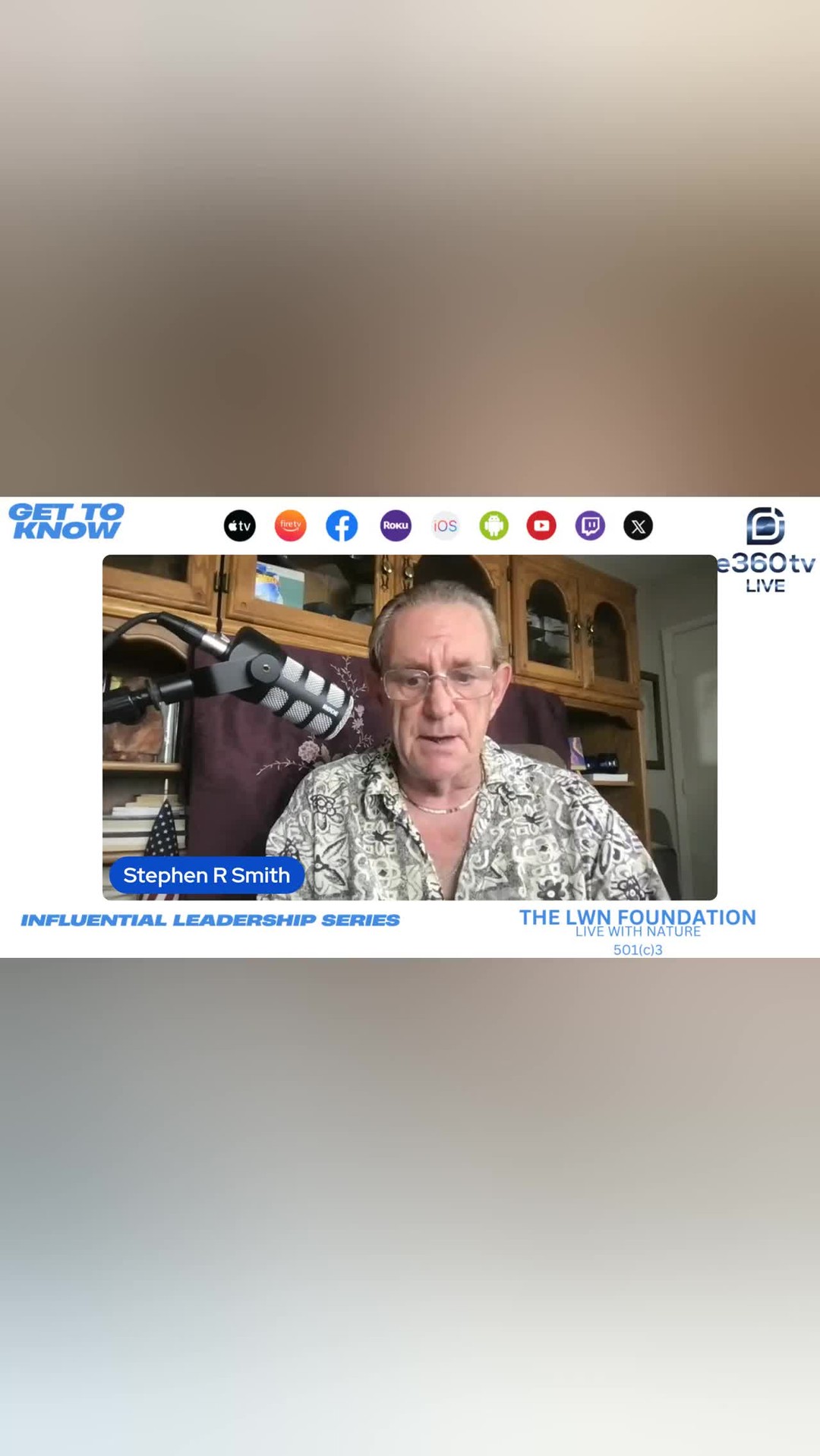 Robert Brooker, a friend, a creator, will share his message that Pays it Forward.
He tells us that his mission benefits those that he engages with. Robert said, I'm on a mission, what this mission consists of, as far as I know, is to take what my circumstances are, and turn them around to happen for me, in a way that benefits those I engage with. It's work, and in the recent past, work was a four letter word. No longer. He loves his work.
Why? Because there is no other choice.
#gettoknow #leadership #stephenrsmith #thelwnfoundation #success #homeless #mentalthealth #cancer #vision #community #nonprofit #homelessness #support #transformation #successstories #communitysupport #volunteer #leadershipseries #leadership #gettoknowbroadcast #education #podcast #empowerment #payitforward #e360tv