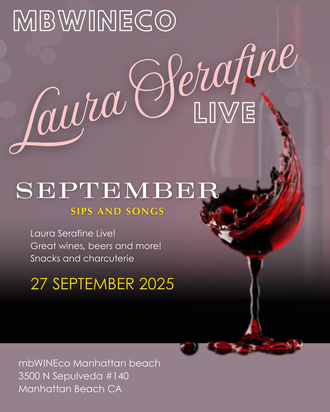 Join me Saturday at @mbwineco for some awesome piano covers and delightful wine as we slide into fall!