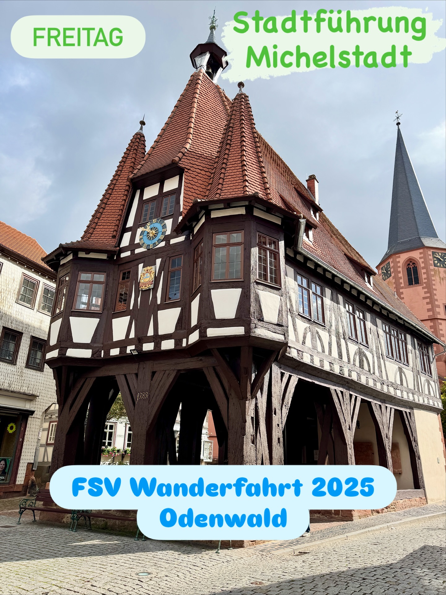 FSV Wanderfahrt 2025 in den Odenwald
Freitag: Anreise, Stadtführung Michelstadt, leichte Runde um den Marbachstausee, ab ins Hotel 😉