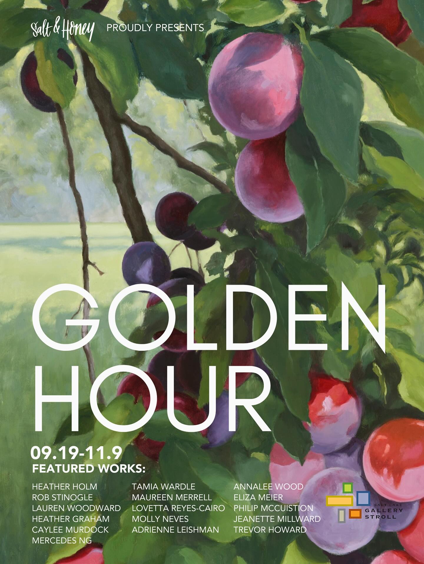 “Golden Hour” at @saltandhoneymarket opens tonight and runs through November 9. Work is available through the gallery or contact me if you are interested but not in the area!
I will have 13 oil paintings in the show… plums, pumpkins, pears, apples and more.