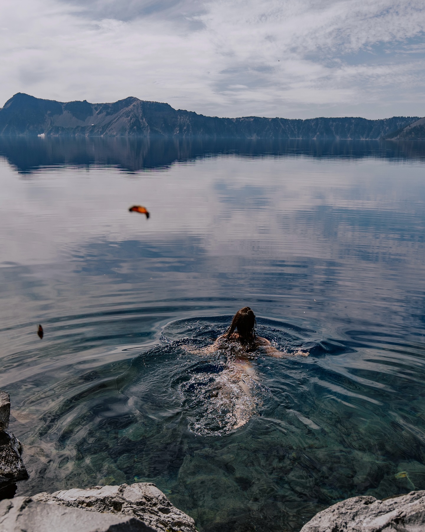 Me + the only two butterflies I managed to not hit with my car take a dip in Crater Lake π¦π