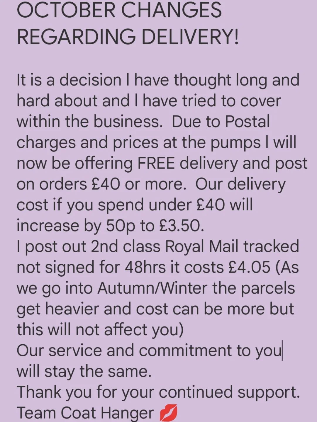 #october #changes #delivery #ourservices