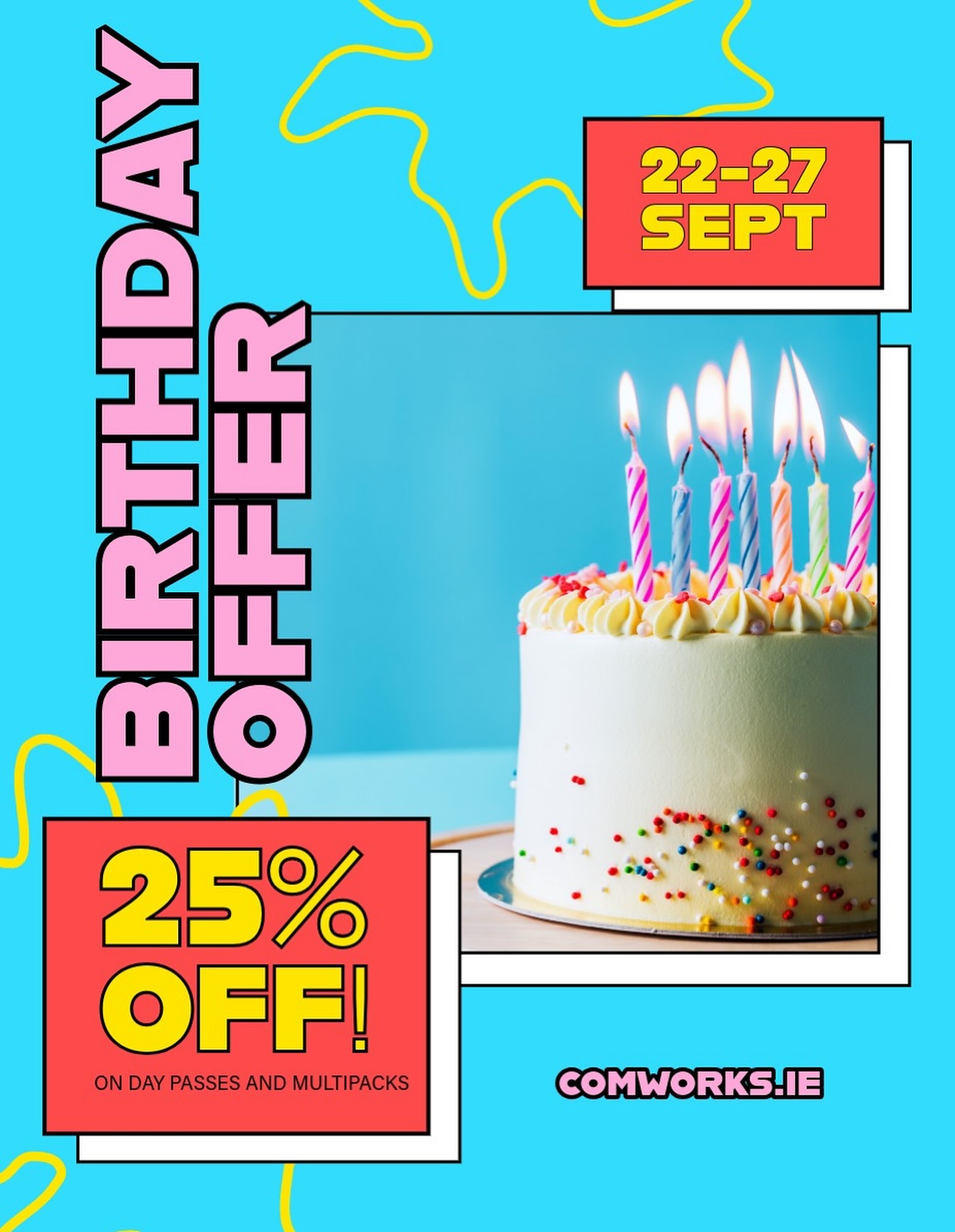 🎉 IT’S OUR BIRTHDAY! 🎉
Comworks turns TWO this week and we’re celebrating with a thank-you to YOU 💛
✨ Enjoy 25% OFF
– Day Passes
– Multipack Desk Plans
📅 This week only!
🎁 Use codes:
➡️ BIRTHDAY – Day Passes
➡️ BIRTHDAY5 – Multipack 5
➡️ BIRTHDAY10 – Multipack 10
📍 Work local. Save big. Celebrate with us.
🧑💻Link to book in bio
🎈T&Cs apply. Cannot be used with other offers.