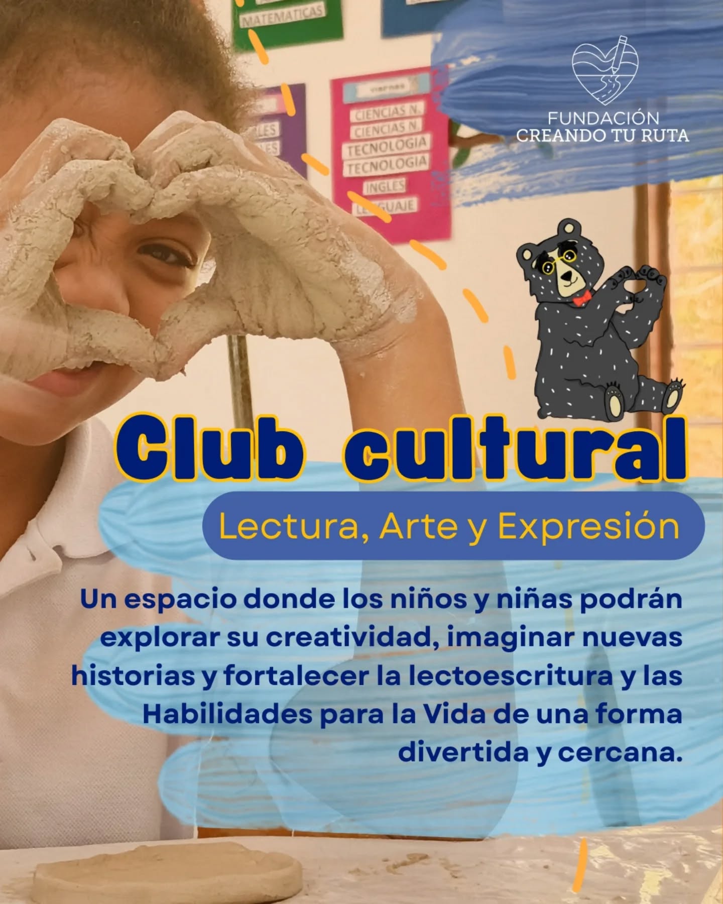 Con mucha alegría presentamos el Club Cultural: Lectura, Arte y Expresión 📚🎨✍️, un espacio donde los niños y niñas fortalecen su creatividad, imaginación y lectoescritura a través del arte.
Este Club nace tras nuestro primer acercamiento con la arcilla 🌱, que sembró la semilla para seguir explorando historias, personajes y nuevas formas de soñar.
✨ Creemos que leer, escribir y crear es también transformar el mundo.
👉 Súmate compartiendo y apoyando esta iniciativa o escríbenos un mensajito para saber más.
#ClubCultural #LecturaArteYExpresión #FundaciónCreandoTuRuta