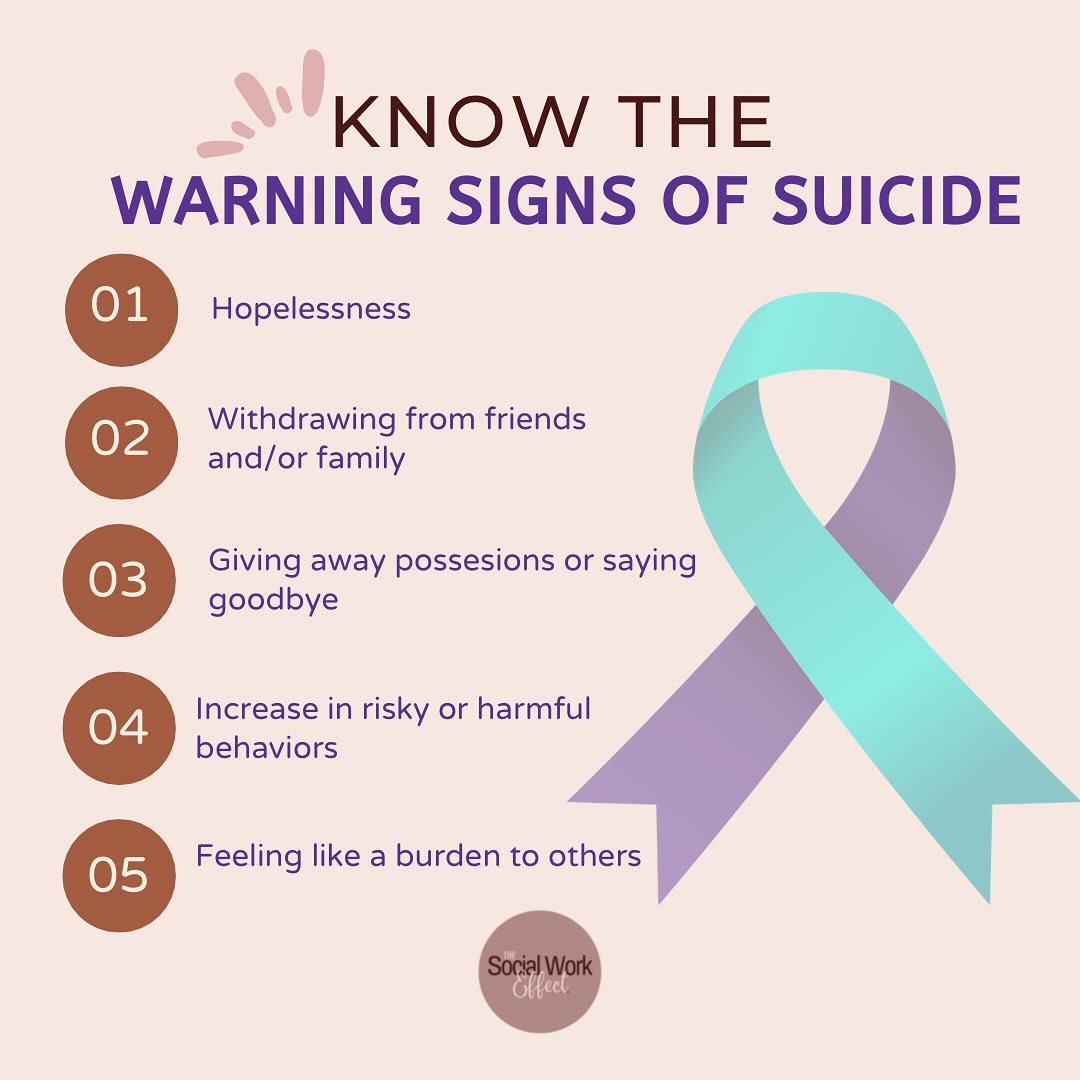 Please know that the list is longer, and this is only a few of the warning signs. 💜
-Resources
📞 U.S.: Dial 988 for Suicide & Crisis Lifeline
🌍 Outside U.S.: Search local hotlines
💙 “You are not alone. Sharing this could save a life.”
#SuicidePreventionMonth
