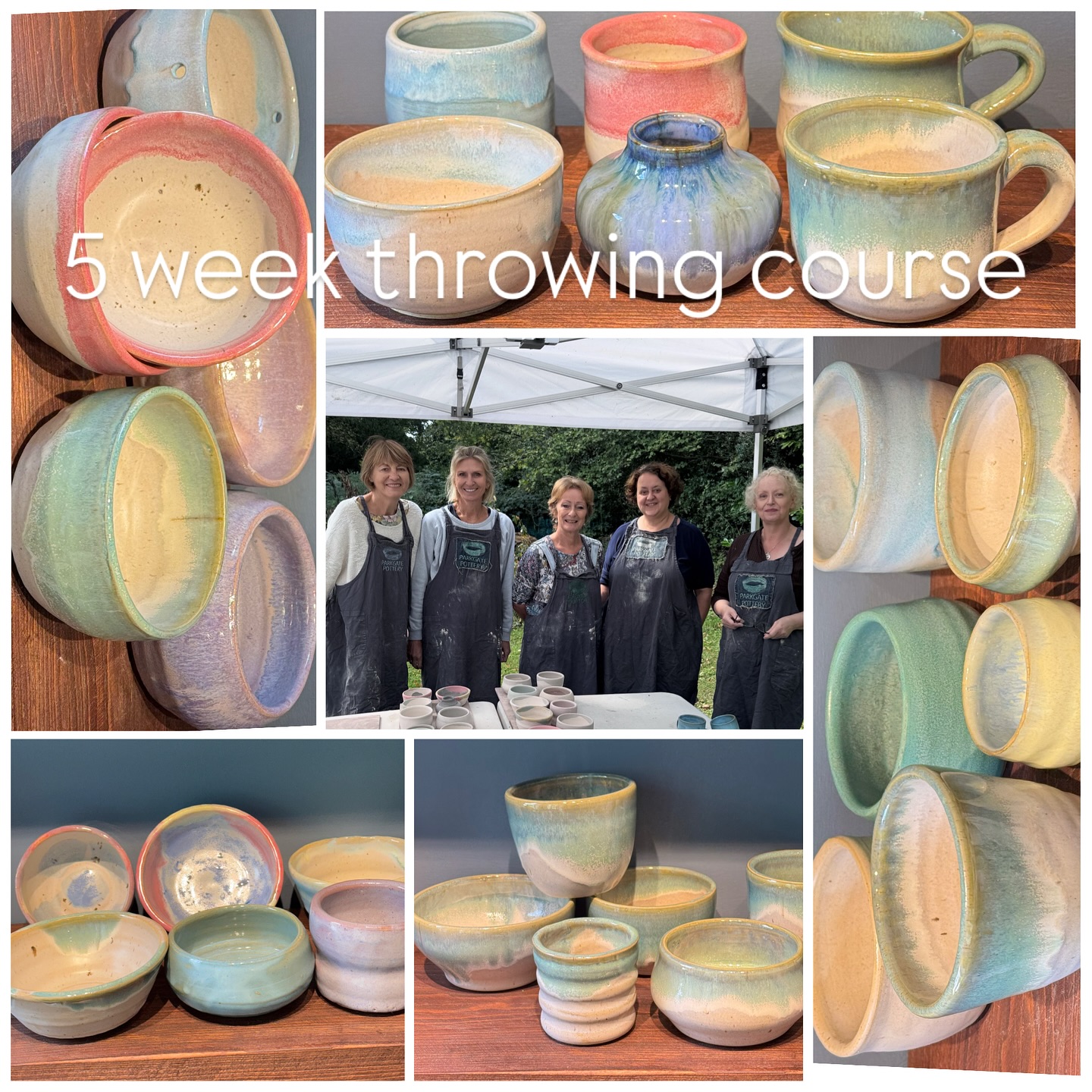 Look at all these beautiful pots👏well done ladies! These were all made during the 5 week course where we were mastering centering, throwing cylinders and then shaping. Turning during week 4 and finally glazing in week 5.
The next course is fully booked but if you’d like to hear when the next course is scheduled, do sign up to the newsletter on the website.
#potteryclassessurrey #wheelthrowingsurrey #potteryclassesdorking #dorkingbusiness