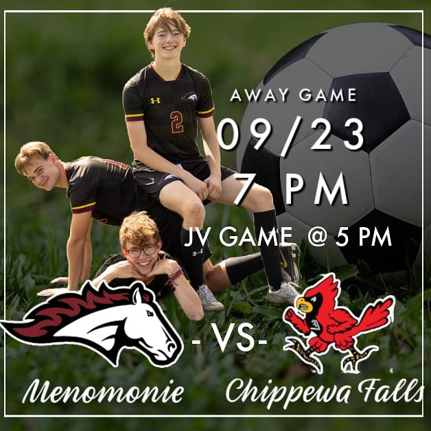 Game Day! ⚽️
Our Mustangs hit the road tonight to take on Chippewa Falls!
📍 Away Game
🕔 JV – 5:00 PM
🕖 Varsity – 7:00 PM
Let’s bring the Mustang spirit and cheer on our boys as they battle it out on the field.
#MenomonieSoccer #GoMustangs #GameDay