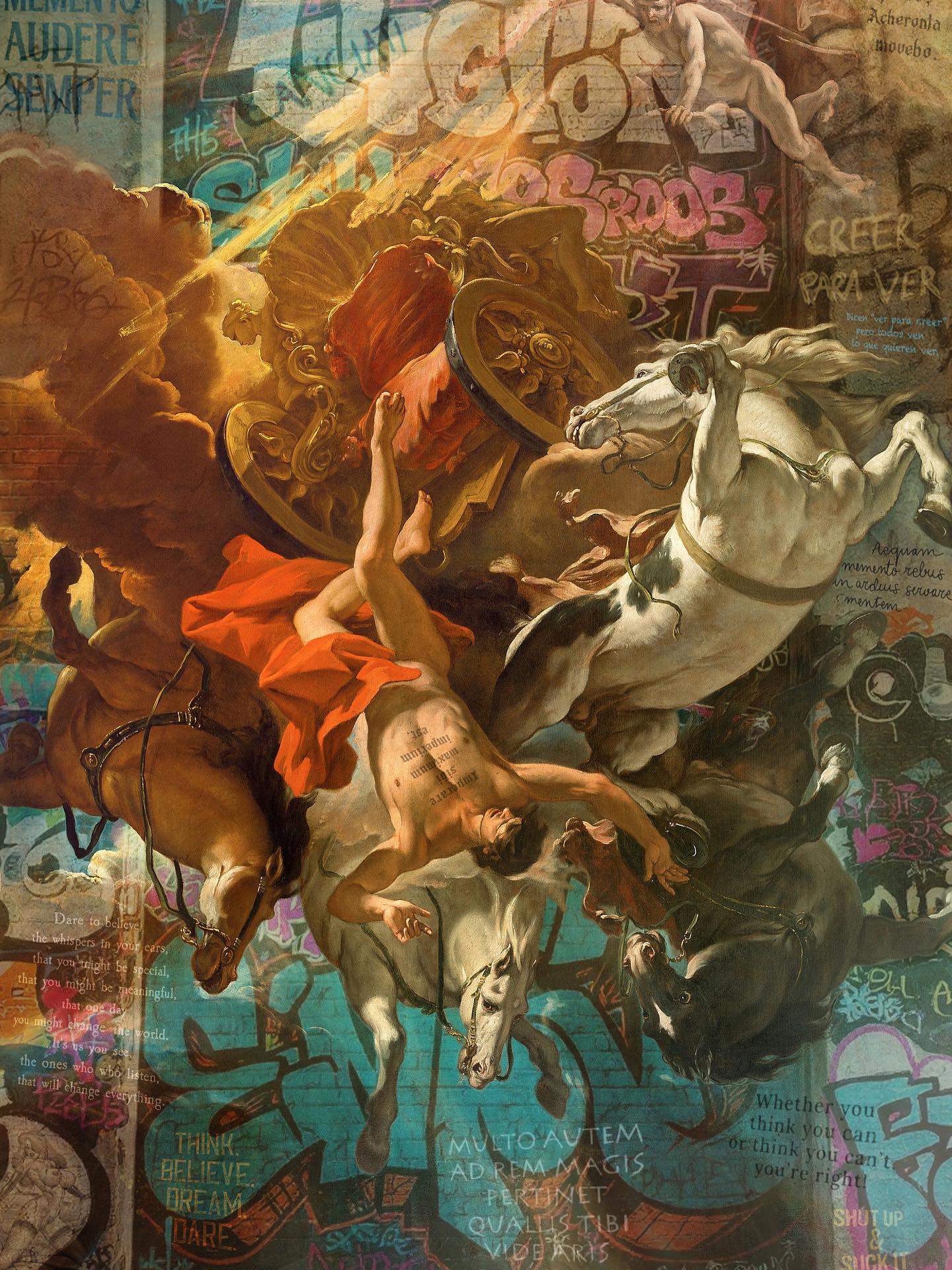 TIMENDI CAUSA EST NESCIRE by Marco Battaglini
“Ignorance is the cause of fear.”
TIMENDI CAUSA EST NESCIRE merges classical mythology with urban graffiti, symbolizing the eternal human struggle between knowledge and uncertainty, chaos and transcendence. This artwork is a dialogue between past and present, inviting us to question how fear shapes our choices and our future.
Do you believe that ignorance is our greatest obstacle, or can it sometimes protect us from truths too heavy to bear?
#MarcoBattaglini #ArtThatSpeaks #eternaldialogue