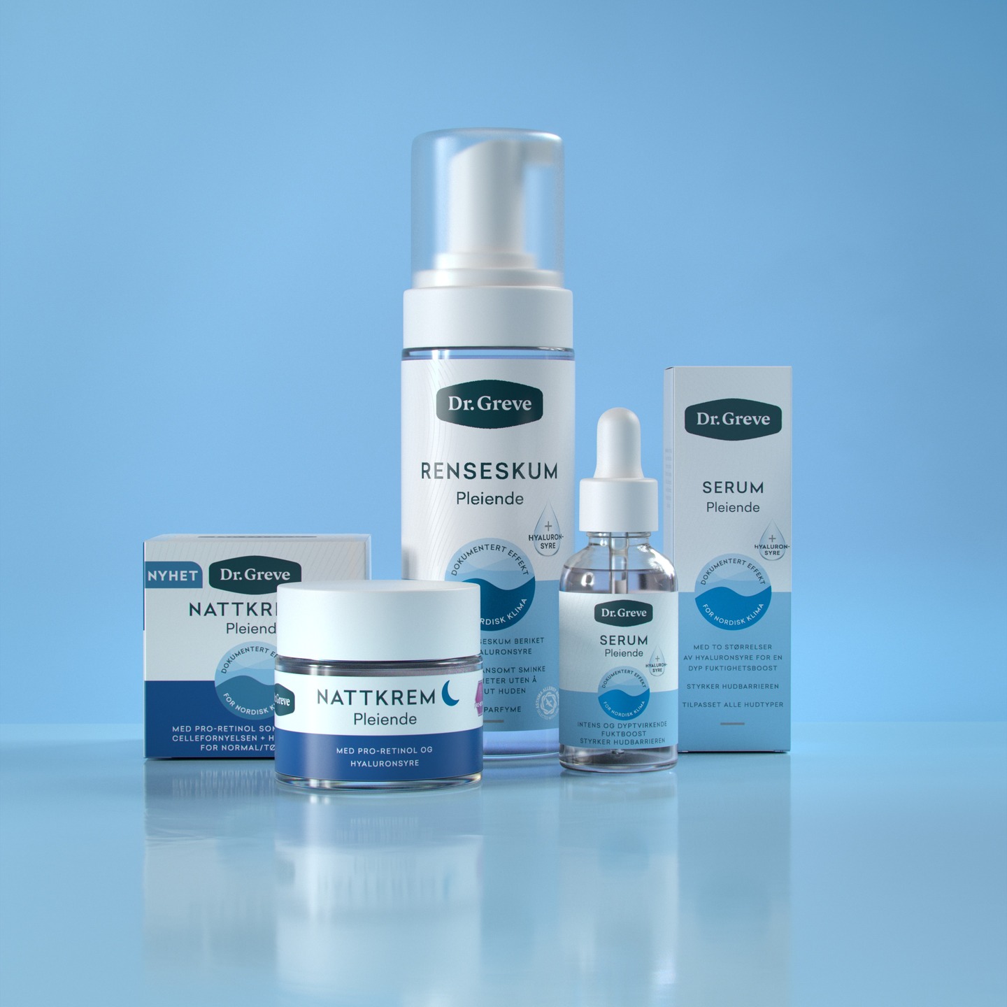 Prosjekt: Dr.Greve pleieprodukter
Kunde: Orkla
Oppgave:
Modellering, texturering og render av produktpresentasjon
💧