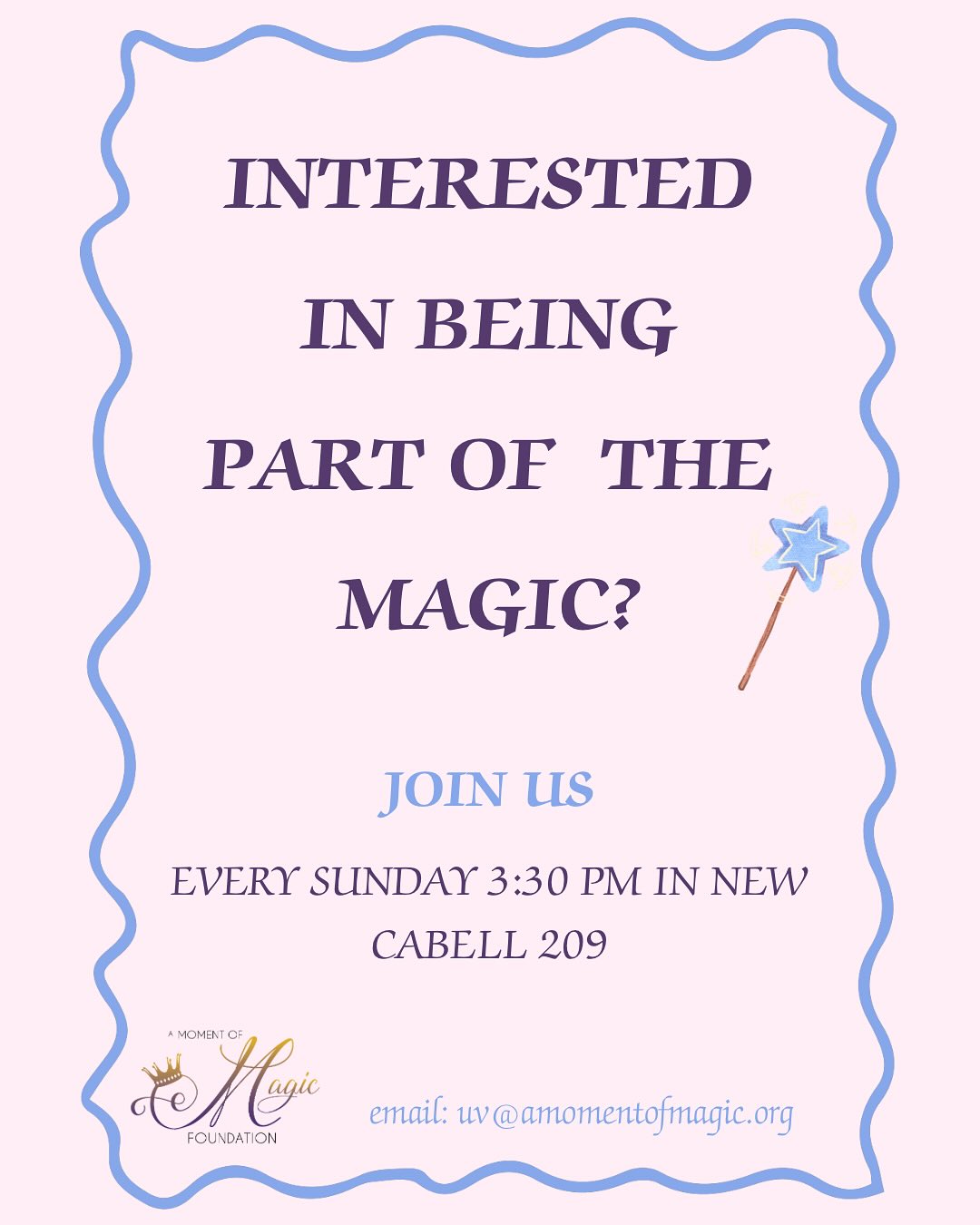 Join us at 3:30 pm every Sunday in room 209! Be part of the magic at UVA children’s this fall! ✨