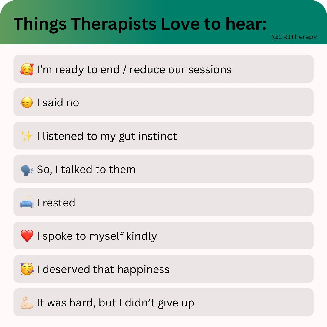 ✨ Things that make a therapist’s heart do a little happy dance? These. Right. Here. 💃
It’s not about “fixing” anyone. It’s about those tiny moments when you realise: oh wait… I’ve got this. 💪🏻
When “I can’t” turns into “I did it.”
When “I should” becomes “I said no.”
When “I’m broken” shifts to “I deserved that happiness.”
That’s the good stuff. 🥂
So, which one of these are YOU proud of saying lately? Therapists - which are your favourite ones to hear? 🥰
#wellnessjourney #selfcare #therapy #growth #autumn