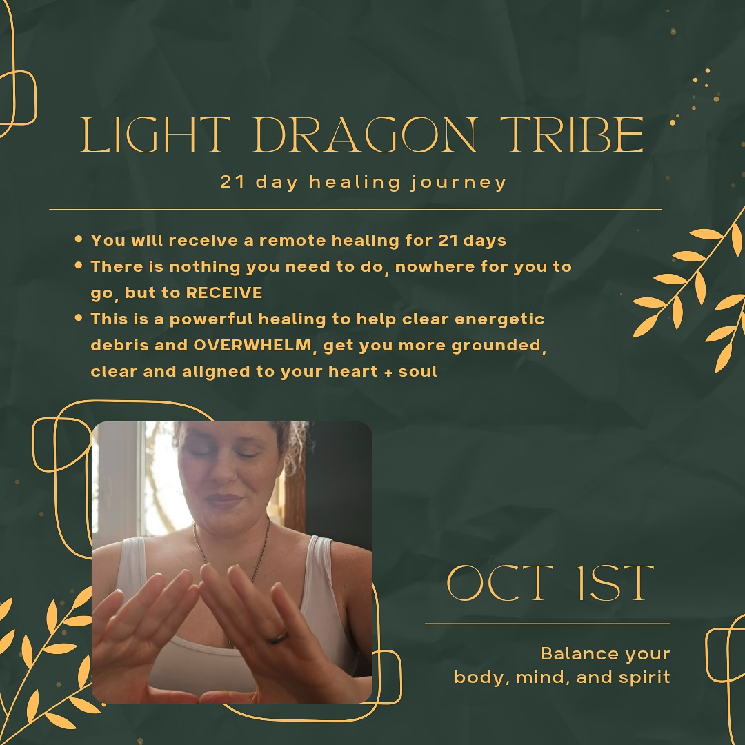 🐉 Light Dragon Tribe ✨
🗓️ Begins October 1, 2025
⏳ 21 Days of Remote Healing
💲 Pay what you can — starting at $33
Step into a 21-day sanctuary of healing energy designed to renew your vitality, soften your stress, and reconnect you to your luminous core. Each day, remote transmissions of light gently weave through your life—no calls, no tasks—just pure, consistent support that meets you exactly where you are.
You’ll be held in frequencies that guide you to:
✨ Release the weight of stress and stagnant energy
✨ Restore balance across body, mind, and spirit
✨ Awaken clarity and inner light
✨ Align more deeply with your soul’s true purpose
If you’ve felt the call for a reset—tired of running on empty, sensing your body and soul asking for care, or knowing it’s time to rise into a fuller version of yourself—this is your doorway.
💫 Your renewal begins October 1st.
💌 Click the link in our bio to register ✨ Step into the field of empowered, embodied, & radiant living.
#lightdragonhealing
#21dayhealingjourney
#energyactivation
#remotehealing
#releaserestoreawaken
#innerlightawakening
#soulreset
#spiritualalignment
#healingfrequencies
#energyflow
#soultransformation