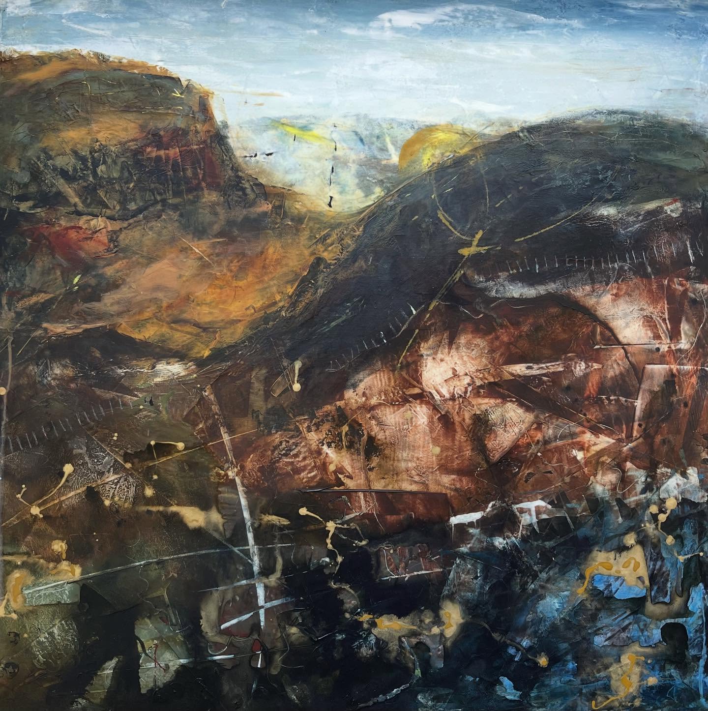 First pic from our prayer journeys across the Heads of the Valleys. Multi layered 😊.
#valleysprayer #layersonlayers #landholdscorporatememory #releasingnewpossibilities #acrylic #abstractart #semiabstractart #land