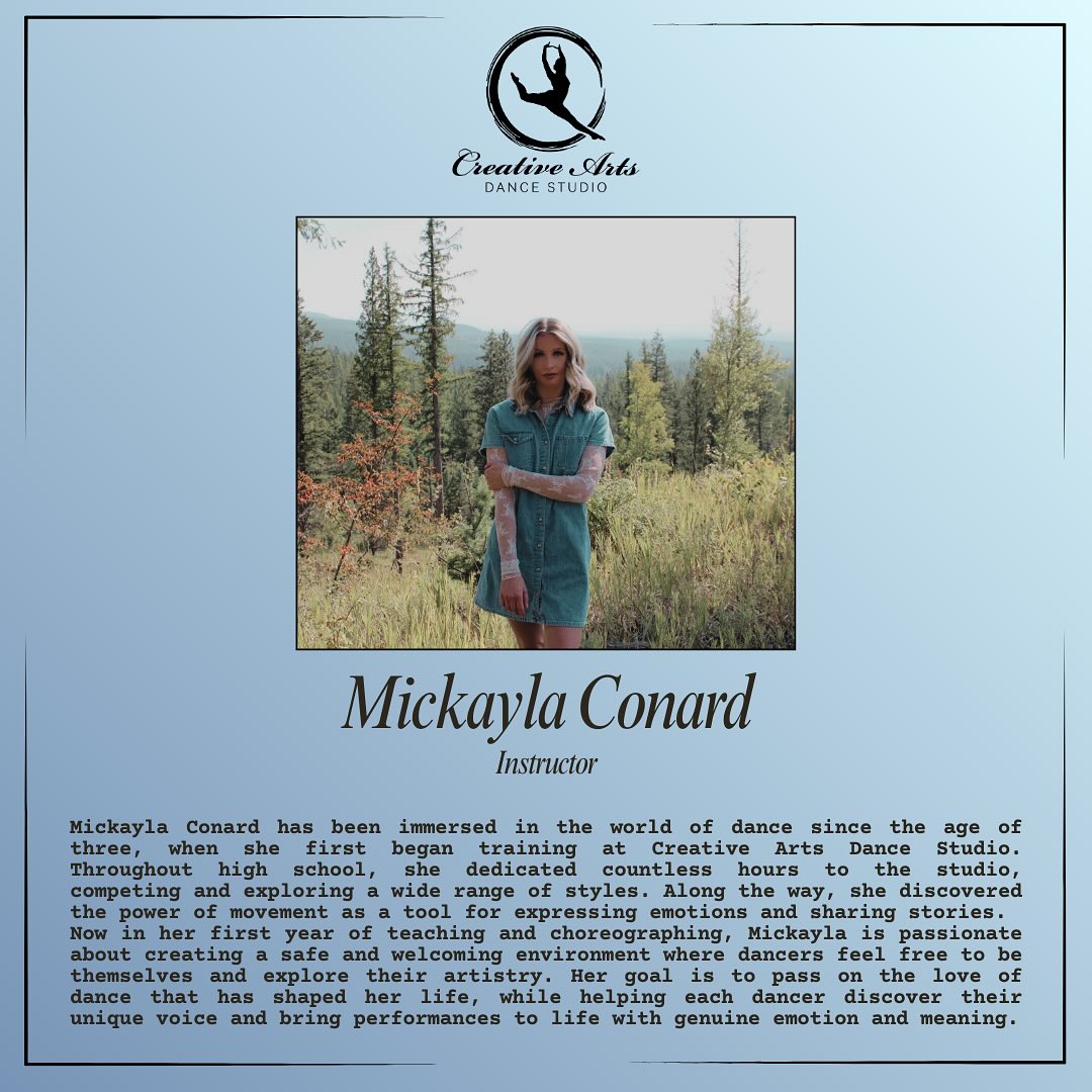 Meet Mickayla Conard! The newest addition to the CADS team! We are SO excited to see all the beautiful things she & her students will create 🫶🏼
@mickaylaconard
.
.
.
#cadslife #creativeartsdancer #teamcads #teacherlove #studentbecomestheteacher #newdanceseason #dance #dancer #dancestudio
