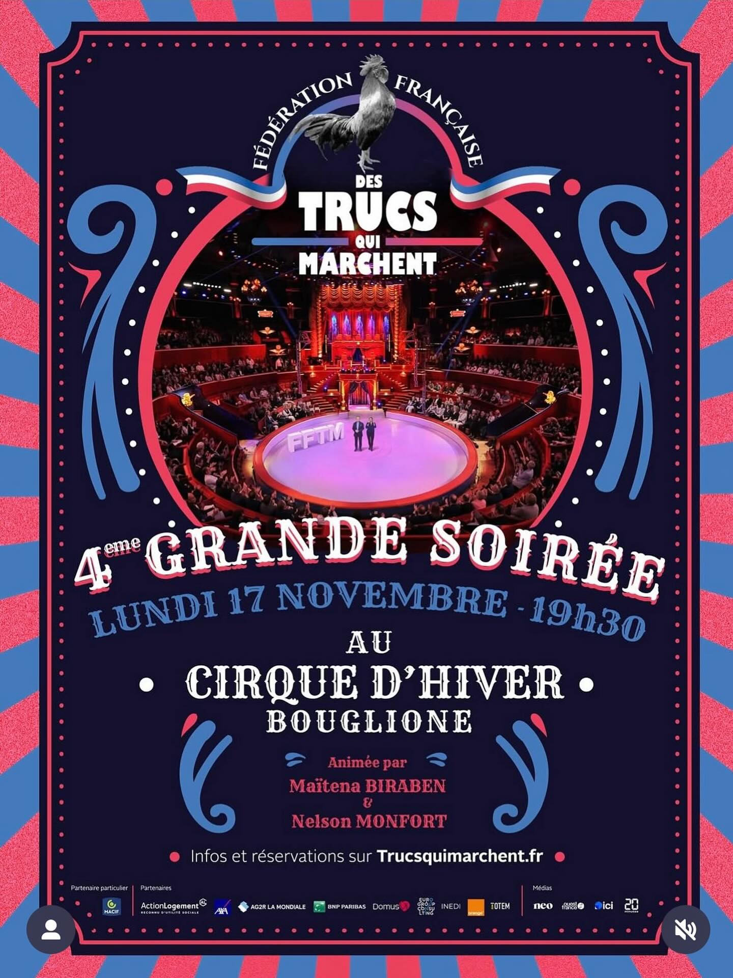 Rendez-vous dans un peu moins de 2 mois pour la 4e grande soirée de la FFTM – Fédération Française des Trucs qui Marchent ! 🐓 🇫🇷 @trucsquimarchent
Venez découvrir des élus locaux qui raconteront l’histoire de l’initiative qui a tout changé pour leur commune le 17 novembre au Le Cirque d’Hiver Bouglione.
Cette année encore, Raphaël Ruegger, Théo Caviezel et toute notre équipe sont partis à la rencontre de centaines d’élus pour identifier des « trucs qui marchent » qui ont le potentiel d’être dupliqués partout pour transformer la France.
Nous comptons sur vous pour célébrer l’engagement et se réunir autour de… positif !
Inscription obligatoire, lien 🔗 en bio « à la une »
Création visuelle : @misterbyron