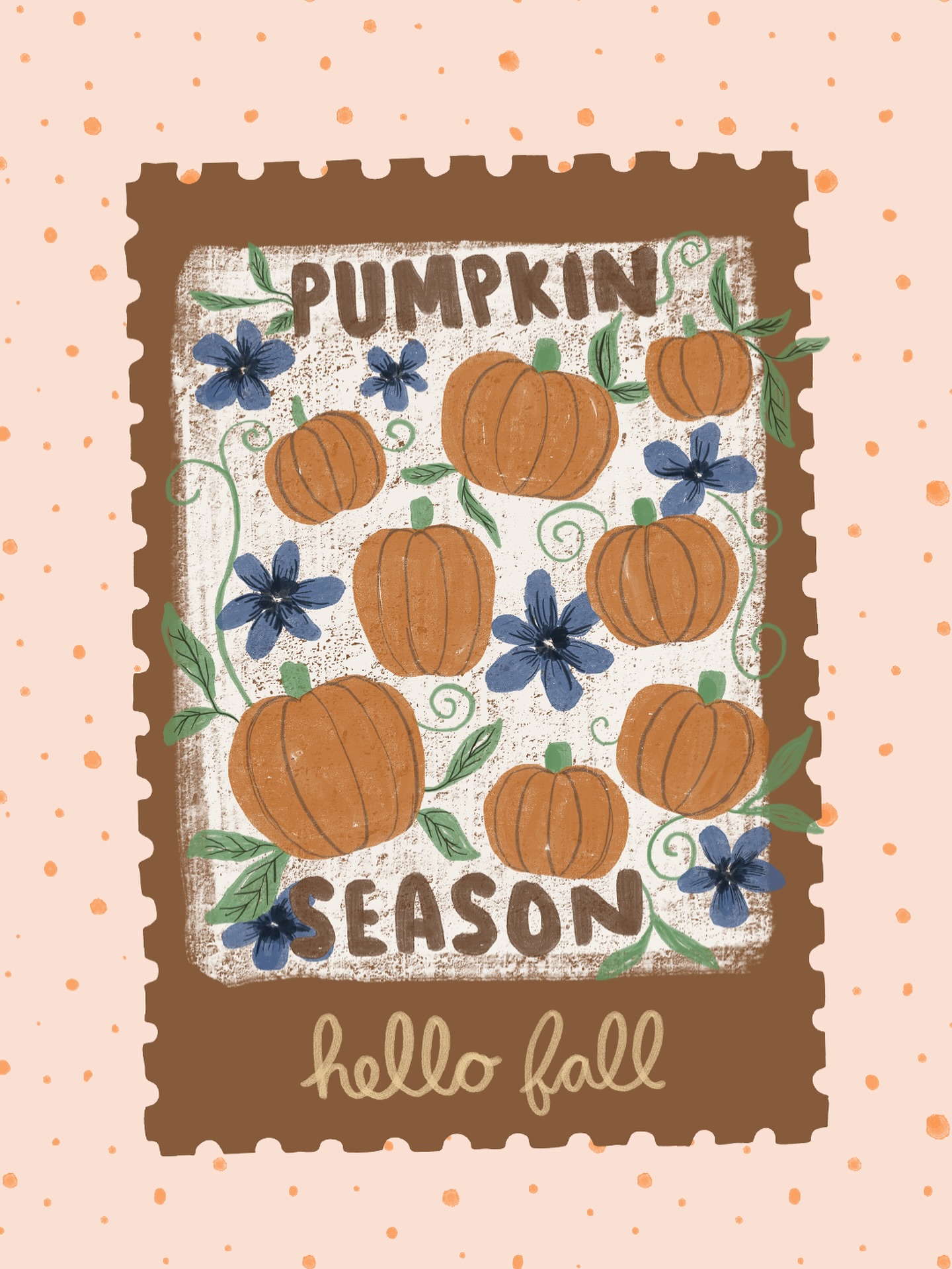 Hi fall. I’m so ready for you 🍁
____________
Audrey fuller art, fall illustration, cute stamp illustration, pumpkin season stamp