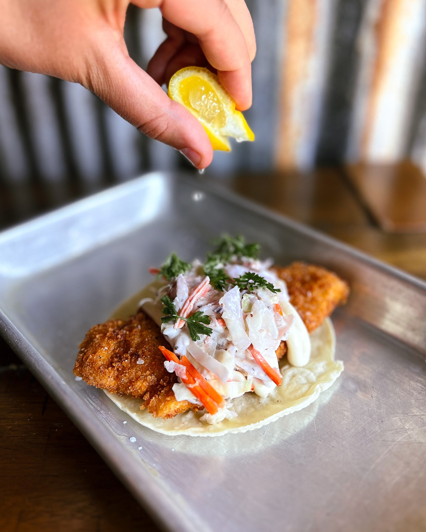W.T.F. - weekly truk't feature
PORK SCHNITZEL TACO, inspired by Munich and the bold flavors of Oktoberfest - crispy fried pork cutlet, dijon aioli, house made coleslaw, parsley, lemon
Available through 9/28.