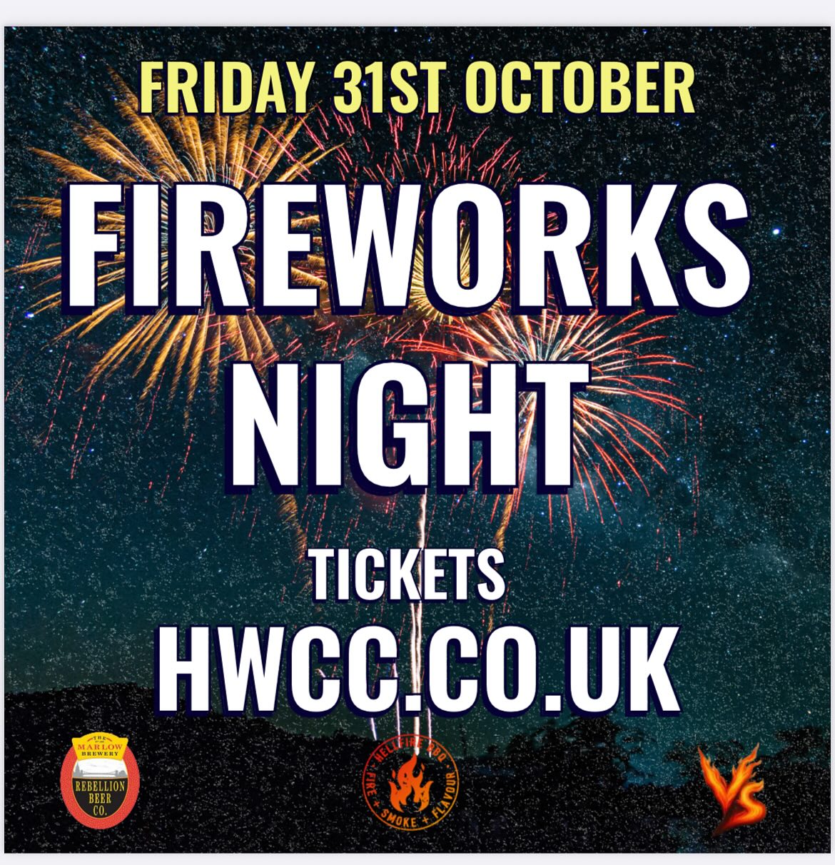 🎆🎃 Spooky Night of Fireworks & Fun! 🎃🎆
Hosted by @wycombe_warriors
🕸️ Get ready for a night of thrills and chills! Join us for a spooktacular evening filled with:
🔥 Explosive Fireworks
🍔 @hellfirebbqco 🔥
🍕 @vswoodfiredpizza 🍕
🎠 Classic Fairground Rides
👻 Spooky Surprises!
📍 High Wycombe Cricket Club
📅 31st October
🕖 Gates open at 17:00
👨👩👧👦 Family-friendly | Costumes encouraged!
Don’t miss the ultimate Halloween + Bonfire Night mashup! 🧛♂️💥
#HighWycombeEvents #FireworksNight #SpookyFun #HellfireBBQ #VSWoodFiredPizza #FamilyFun #HalloweenVibes #HWCC #fireworks #fun