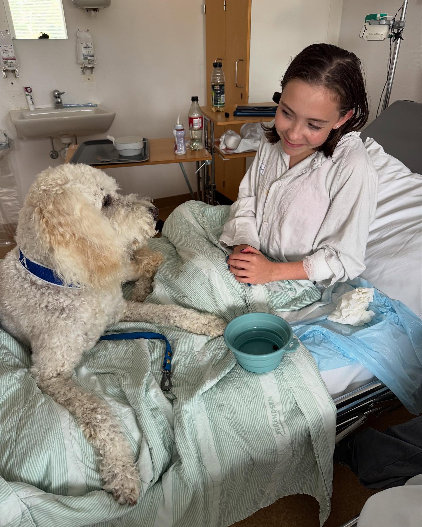 Sjukhushund!🐶Toppen tycker också barnen på Mälarsjukhuset (foto med samtycke)💞#sjukhushund #sjukhus #hund #hospital #dog #toppen #Mälarsjukhuset #MSE @barnmottagningen_mse