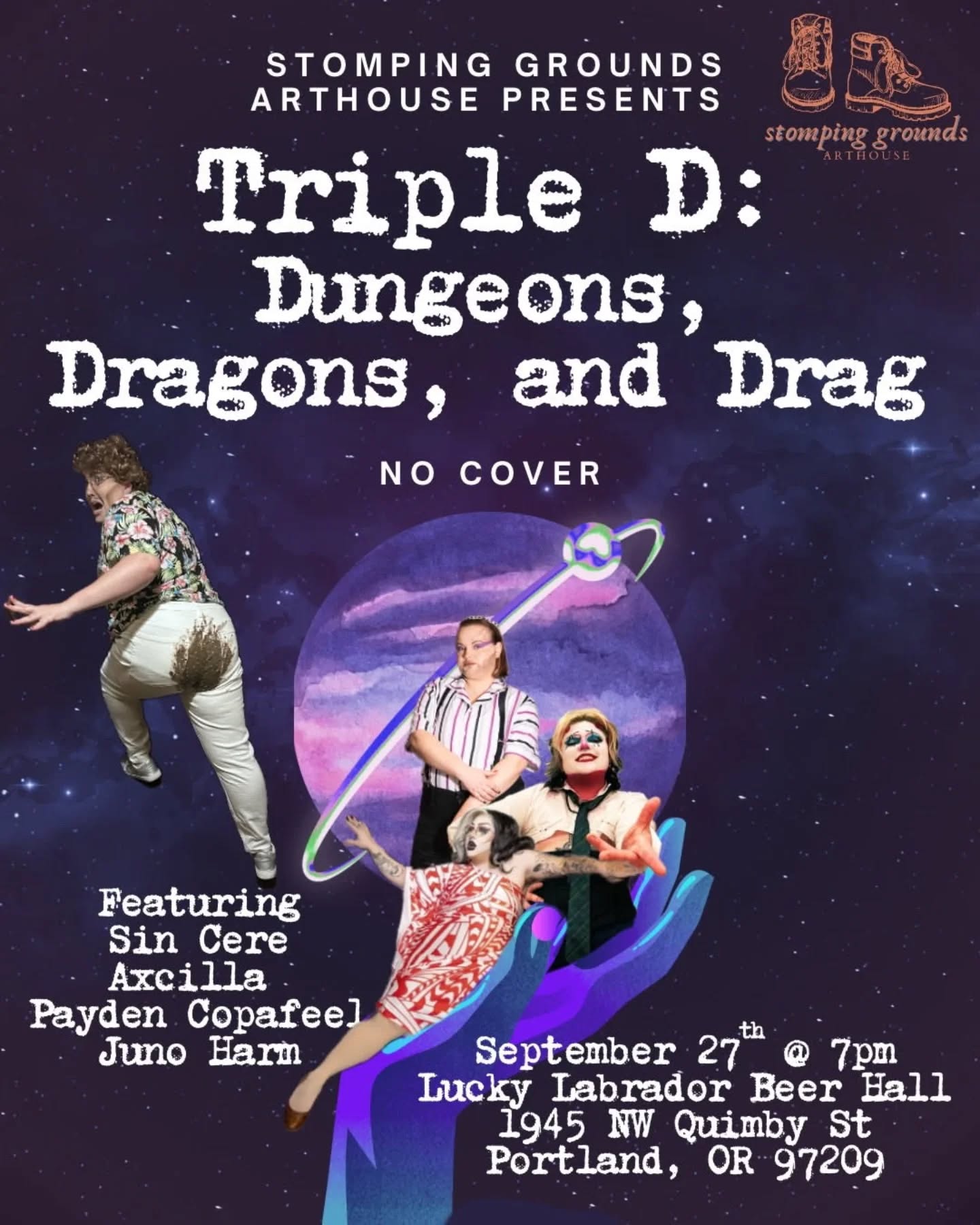 Soooo... I sorta kinda think we'd all like to be abducted into space right now. Yeah? If that resonates, then you need to join us next week for TRIPLE D! 🛸
An incredible cast of drag performers will play a live one-shot D&D campaign set in space! All brought to you by DM @sinceredrag
You'll laugh and gasp and maybe even fall in love!
There's no cover! Just bring yourself and bask in the madness! Saturday, September 27th at 7pm at @luckylabradorbrewing Beer Hall.