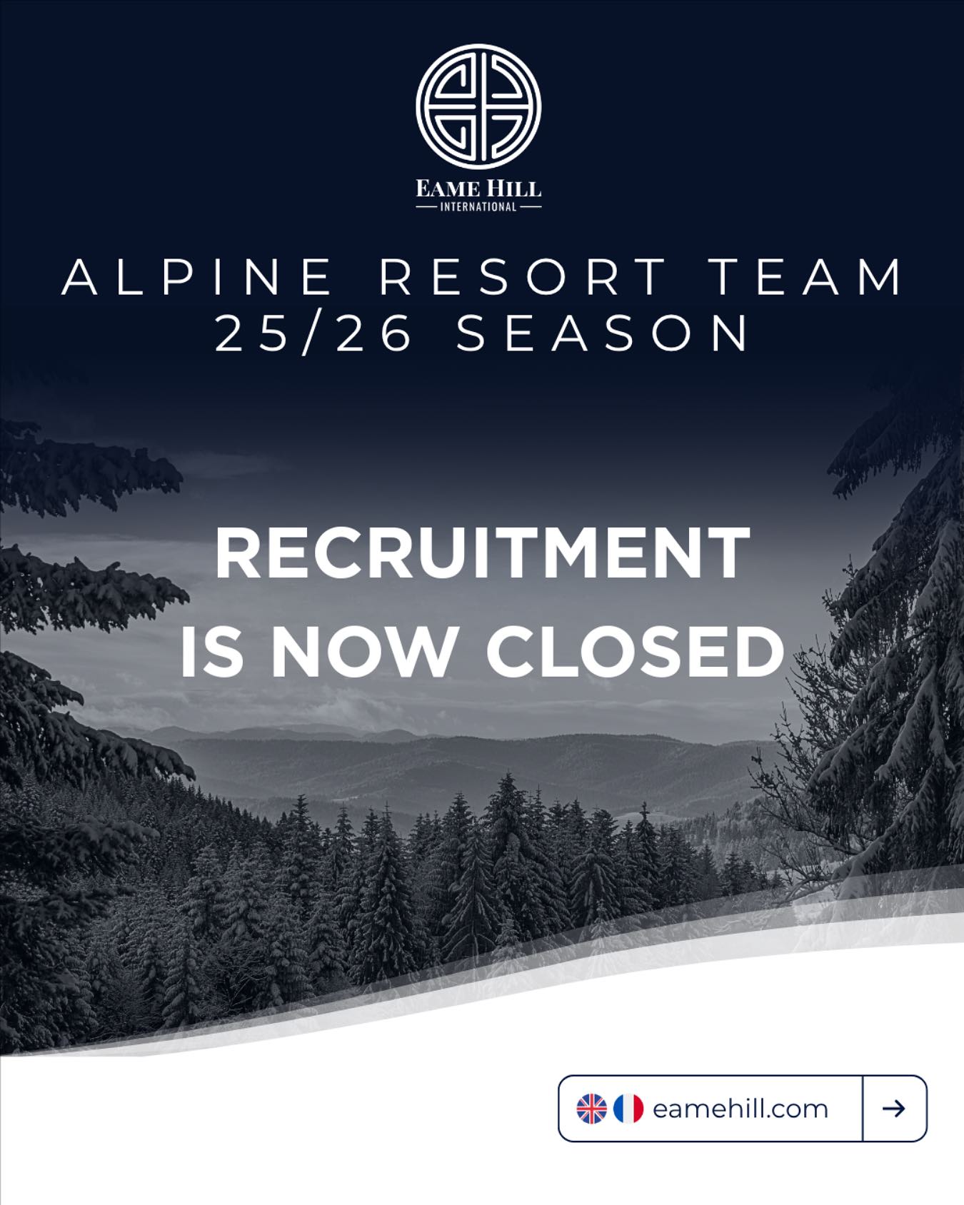 Applications are now officially closed for our upcoming Winter Projects!
A huge thank you to everyone who took the time to apply, completed the requirements and show interest in joining our winter teams. The level of enthusiasm and experience has been outstanding.
We’re now looking forward to meeting the shortlisted candidates as they progress to the final stage of the process.
Stay tuned for more updates as we move towards an exciting winter season ahead!
#recruitment #winter2026 #eventsecurity #resortsupport #eamehill #eamehillinternational