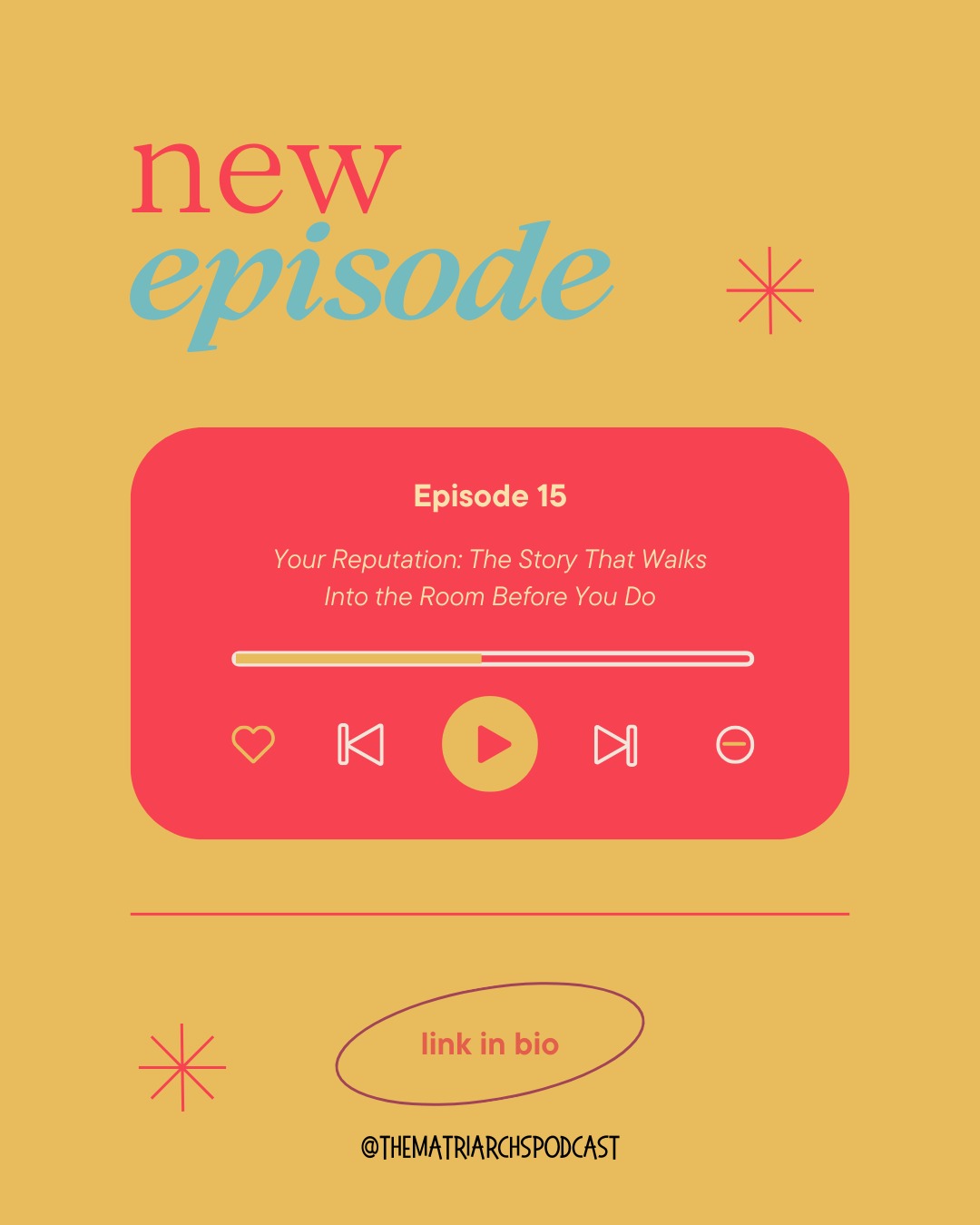 New episode dropped today! Episode 15: Your reputation: The Story That Walks into the Room Before You Do, is available on all podcasting platforms.
Once you listen, let us know what you think or drop a GIF below! 😄
#thematriarchspodcast #TheMatriarchs #reputation #ReputationMatters #teenmentalhealth #YoungWomenEmpowerment