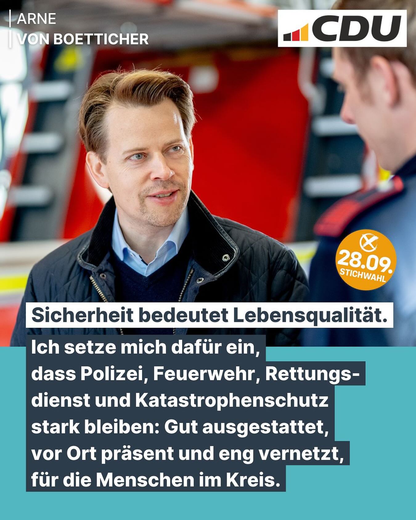 Meine Ziele für unsere #Sicherheit:
🚔 Erhalt einer eigenen Kreispolizeibehörde und der Polizeiwachen „vor Ort“
🌐 Stärkere Vernetzung der Sicherheitsbehörden
‼️ Ausbau der Präventions- und Beratungsangebote (z.B. zu aktuellen Betrugsmaschen und zum Einbruchsschutz)
⚠️ Verbesserung des Hochwasserschutzes
🚒 Stärkung des Ehrenamts in den freiwilligen Feuerwehren und Hilfsorganisationen
#Ziele #TeamArne #ArnevonBoetticher #Stichwahl #cdu #rheinischbergischerkreis