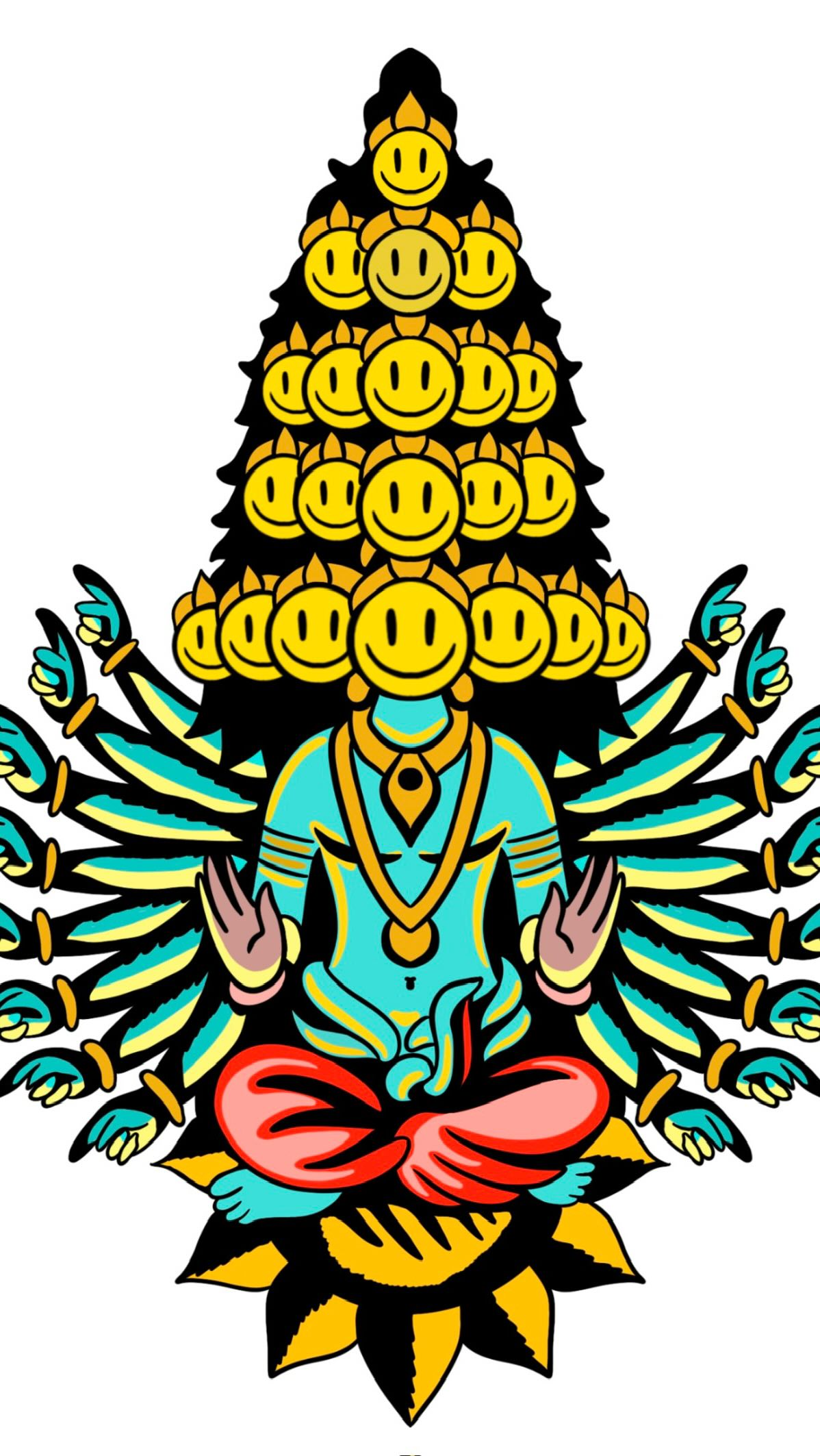 Smiley Sage is a timeless figure of joy and wisdom. Born from ancient teachings, the Sage shows that true enlightenment comes from embracing happiness and lightness. Each smile represents a lesson, a moment of clarity, and a spark of creativity.
#procreate #spirituality #tshirt #trippy #psychedelic